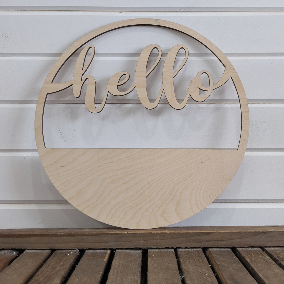 14 inch Hello Wreath _sola_wood_flowers