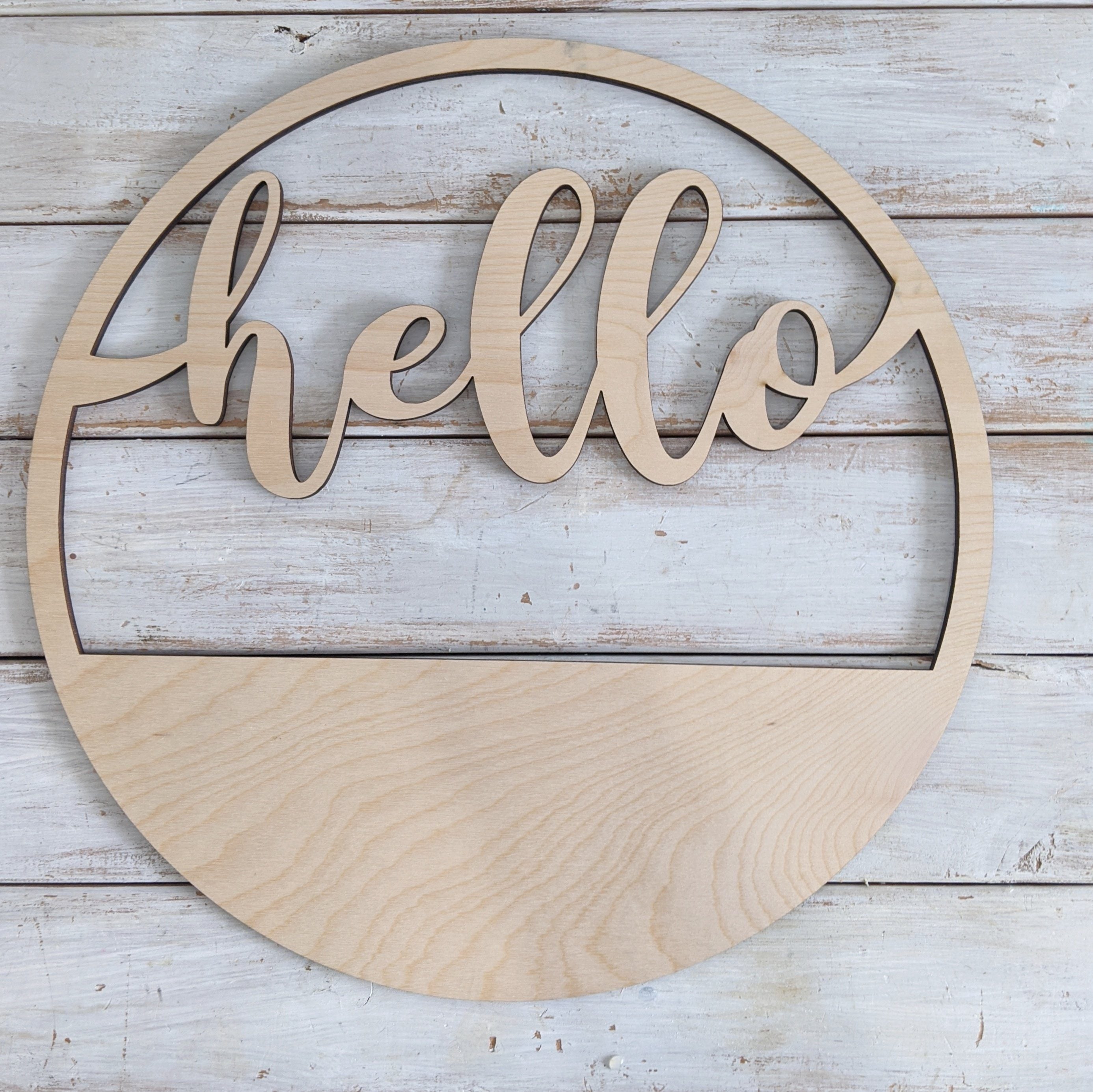 14 inch Hello Wreath _sola_wood_flowers