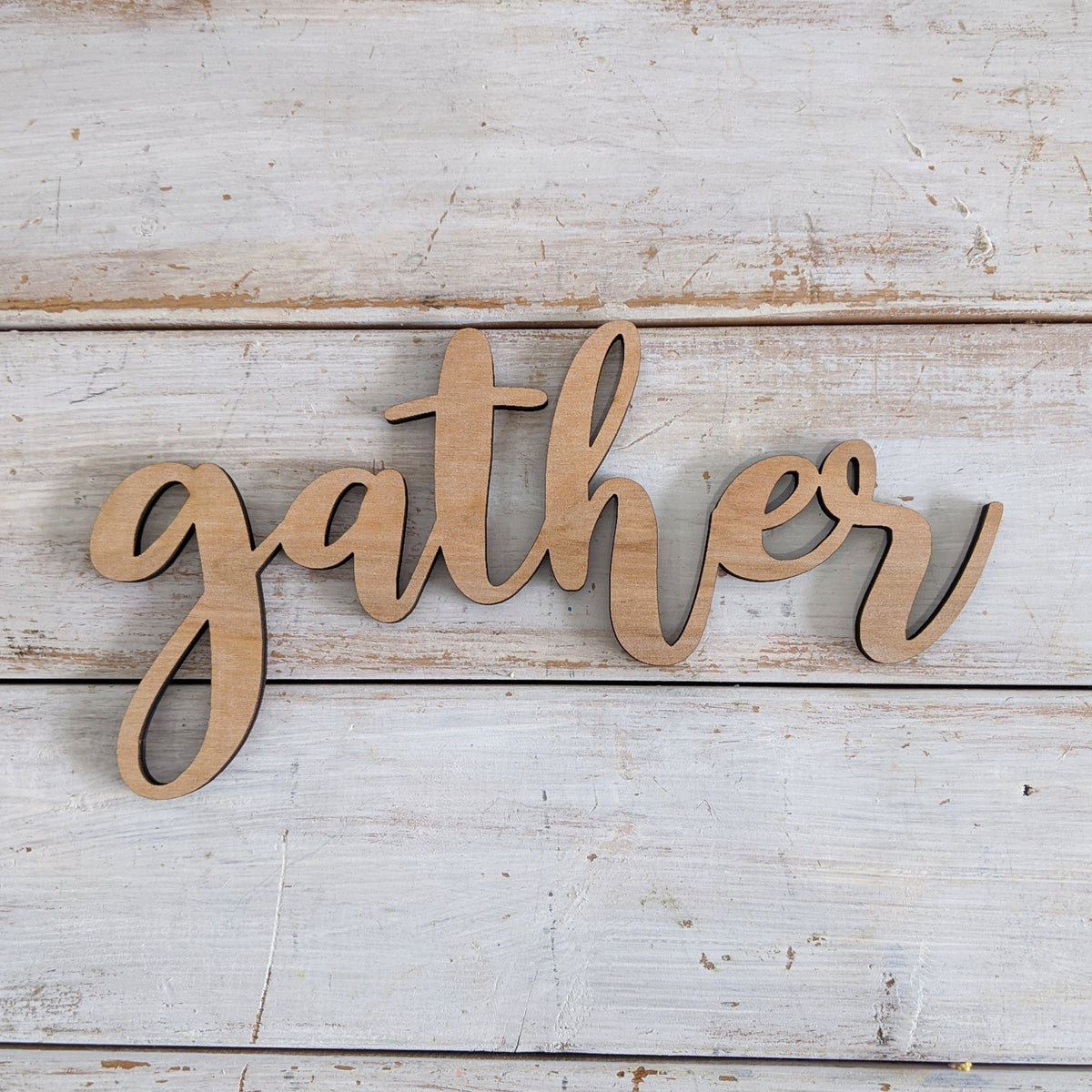 8 inch Gather Phrase Wood Cutout _sola_wood_flowers