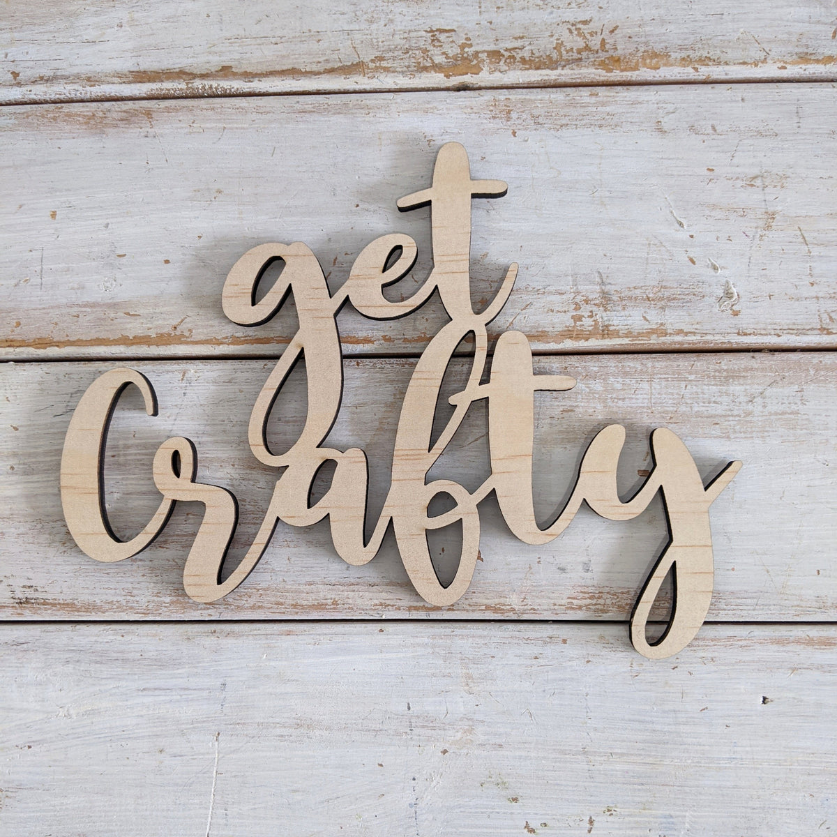8 inch Get Crafty Phrase Wood Cutout _sola_wood_flowers