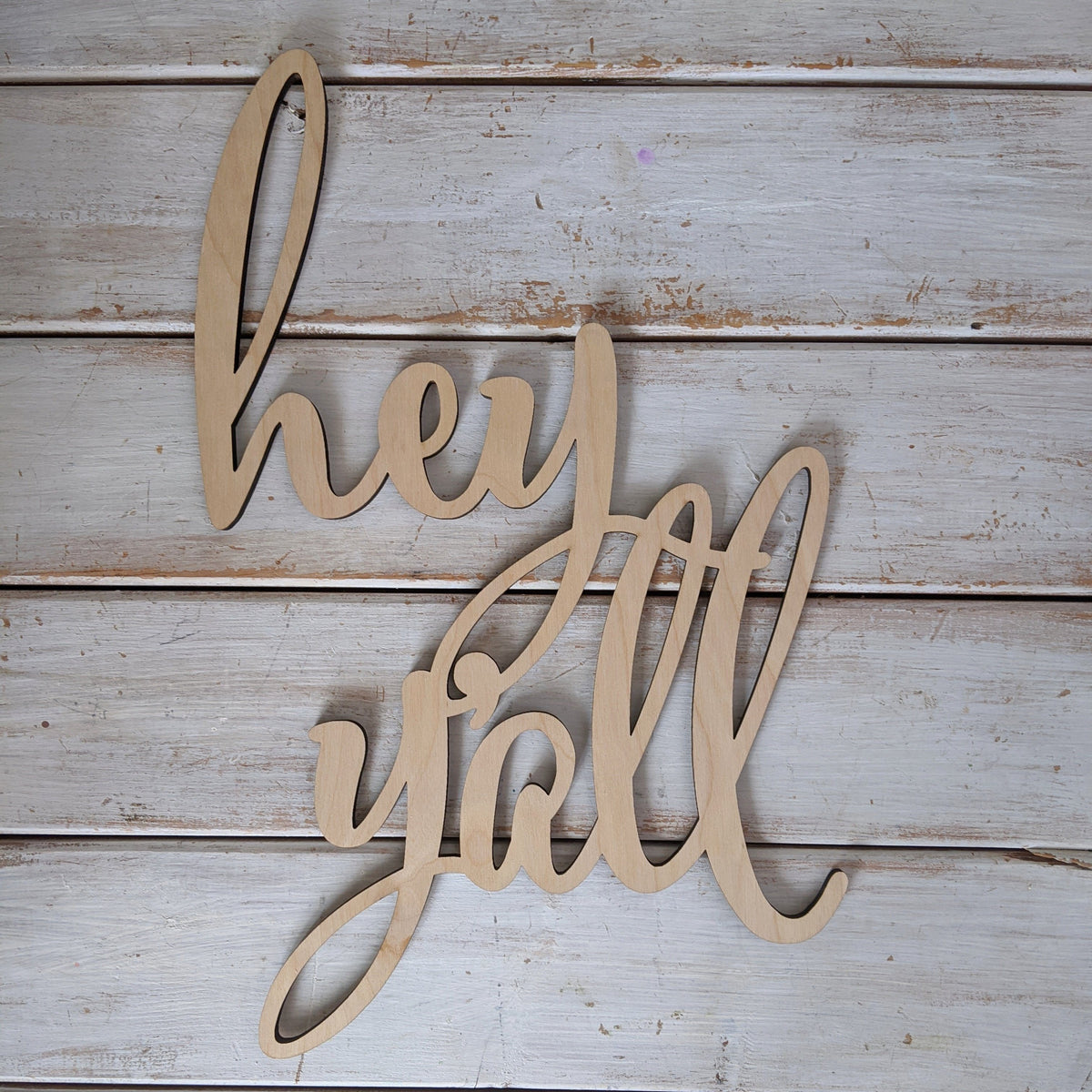 8 inch Hey Ya'll Phrase Wood Cutout _sola_wood_flowers