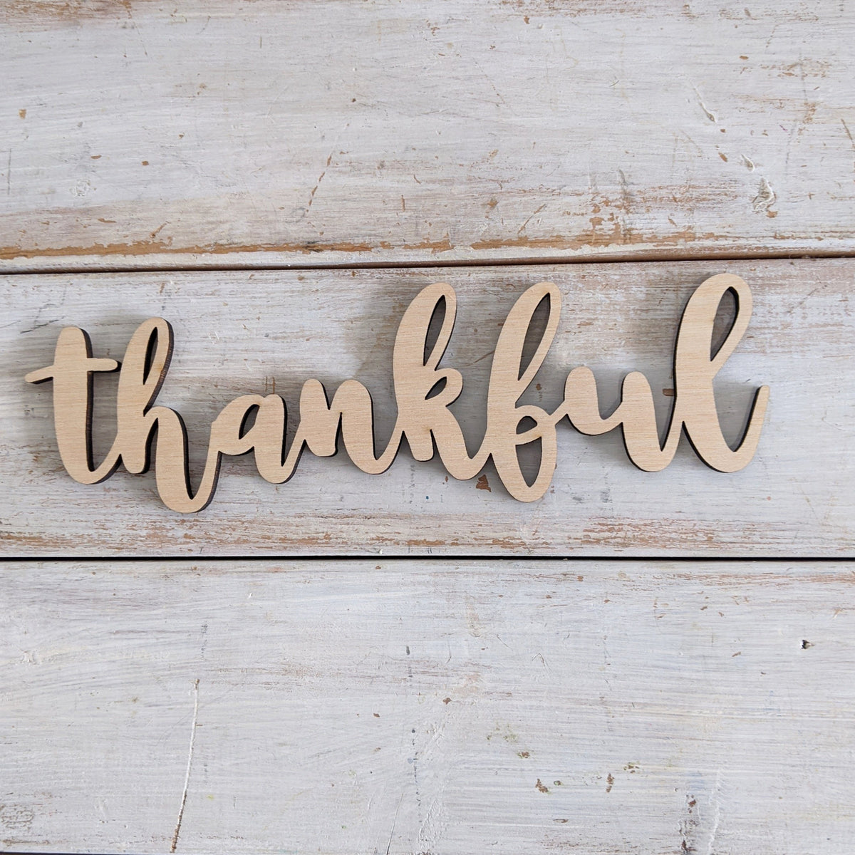 8 inch Thankful Phrase Wood Cutout _sola_wood_flowers