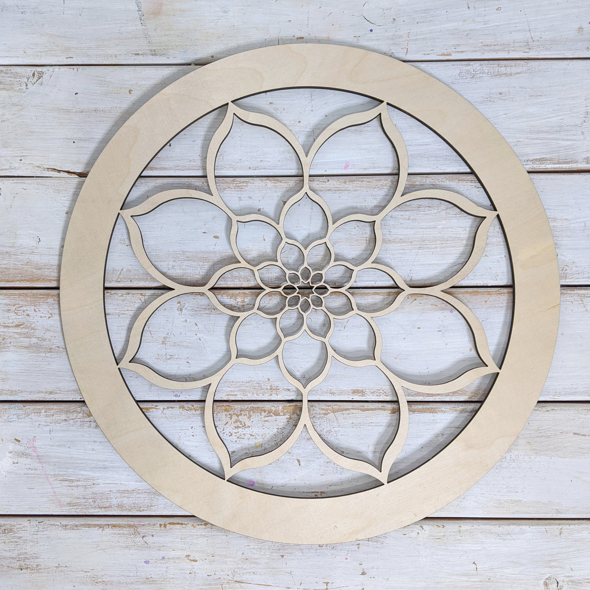 14" Circle Floral Wood Cutout _sola_wood_flowers