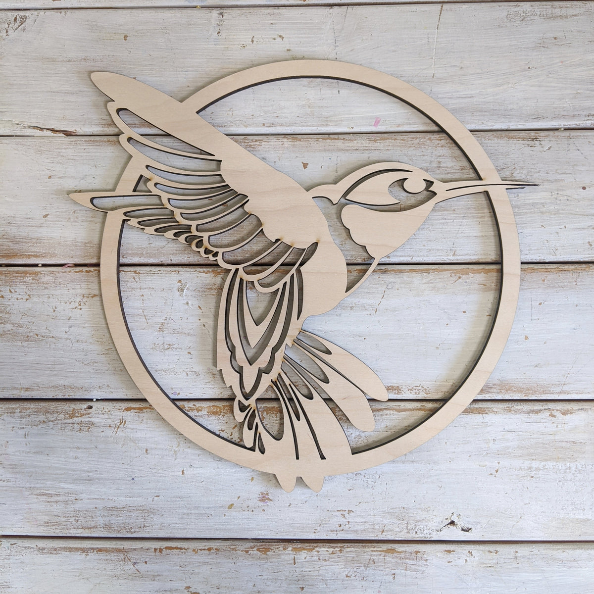 10" Circle Hummingbird Wood Cutout _sola_wood_flowers