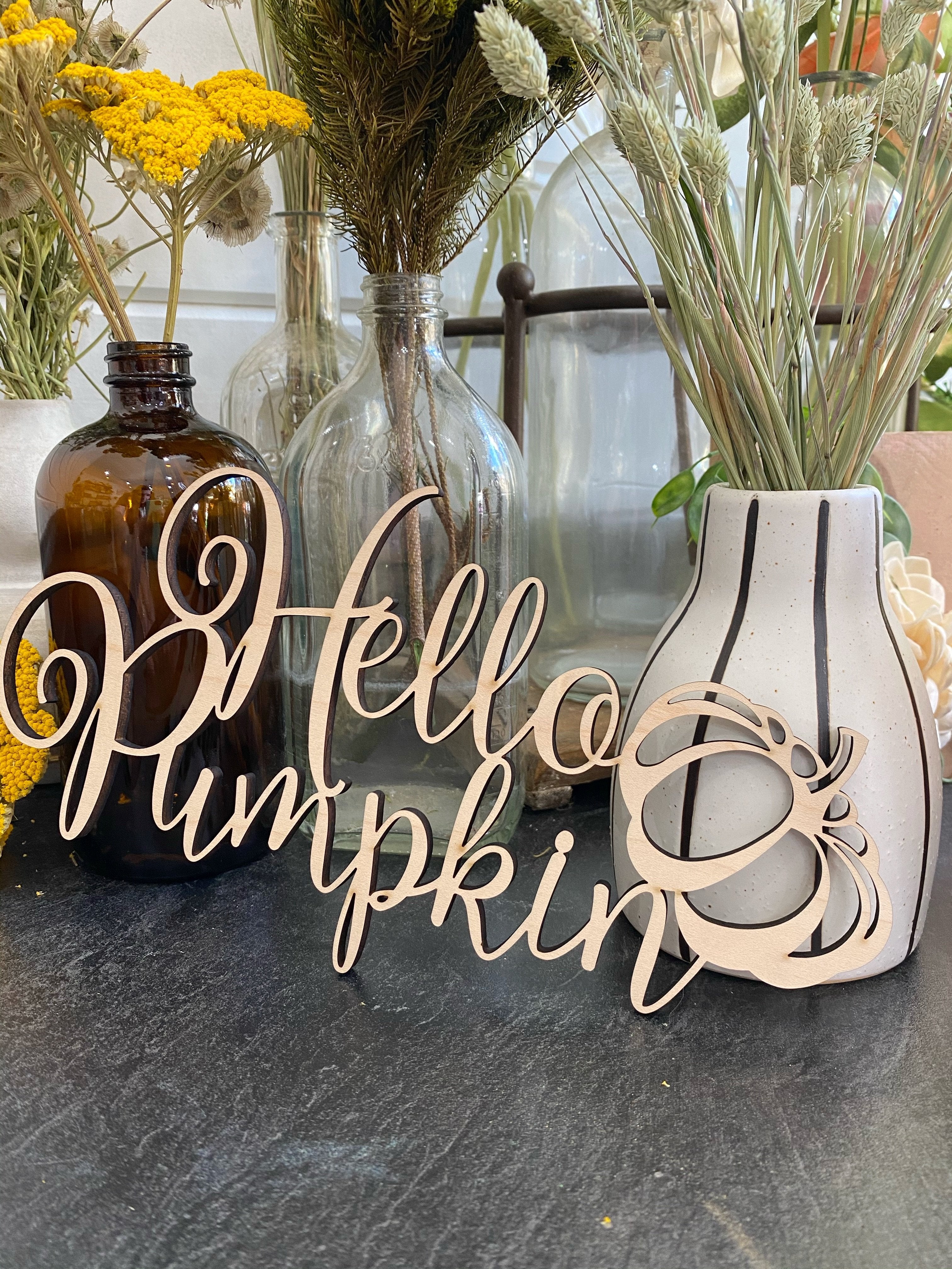 10 inch Hello Pumpkin Wood Cutout _sola_wood_flowers