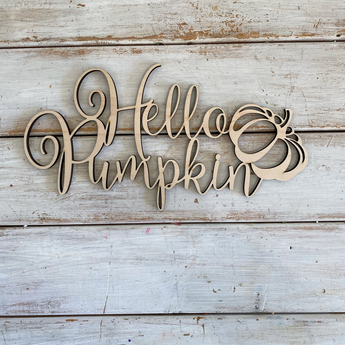 10 inch Hello Pumpkin Wood Cutout _sola_wood_flowers