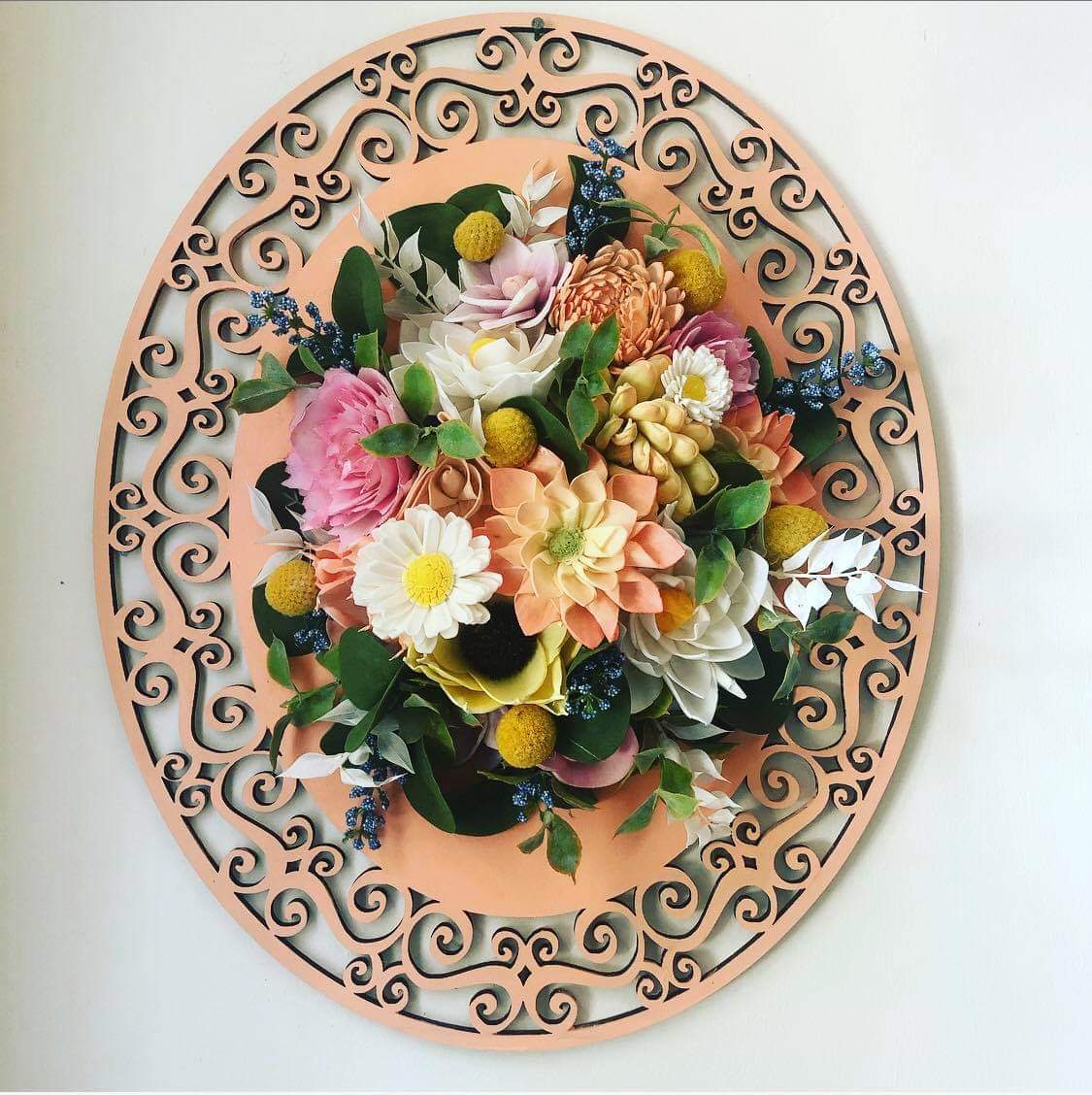 16" Decorative Oval Wood Cutout _sola_wood_flowers