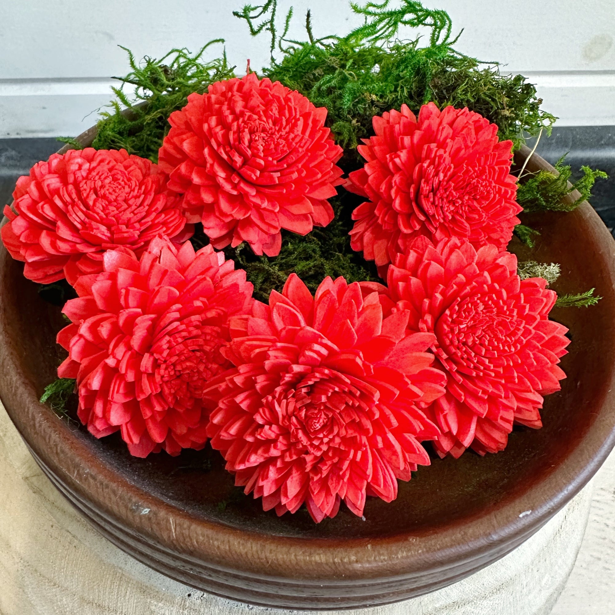 Pre-dyed Zinny Flower - set of 6 - Poppy