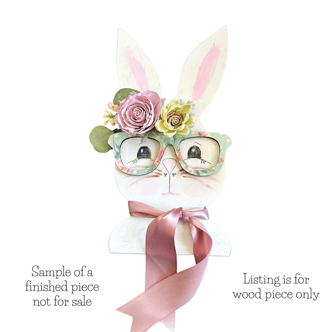 Wood Bunny with Removable Glasses