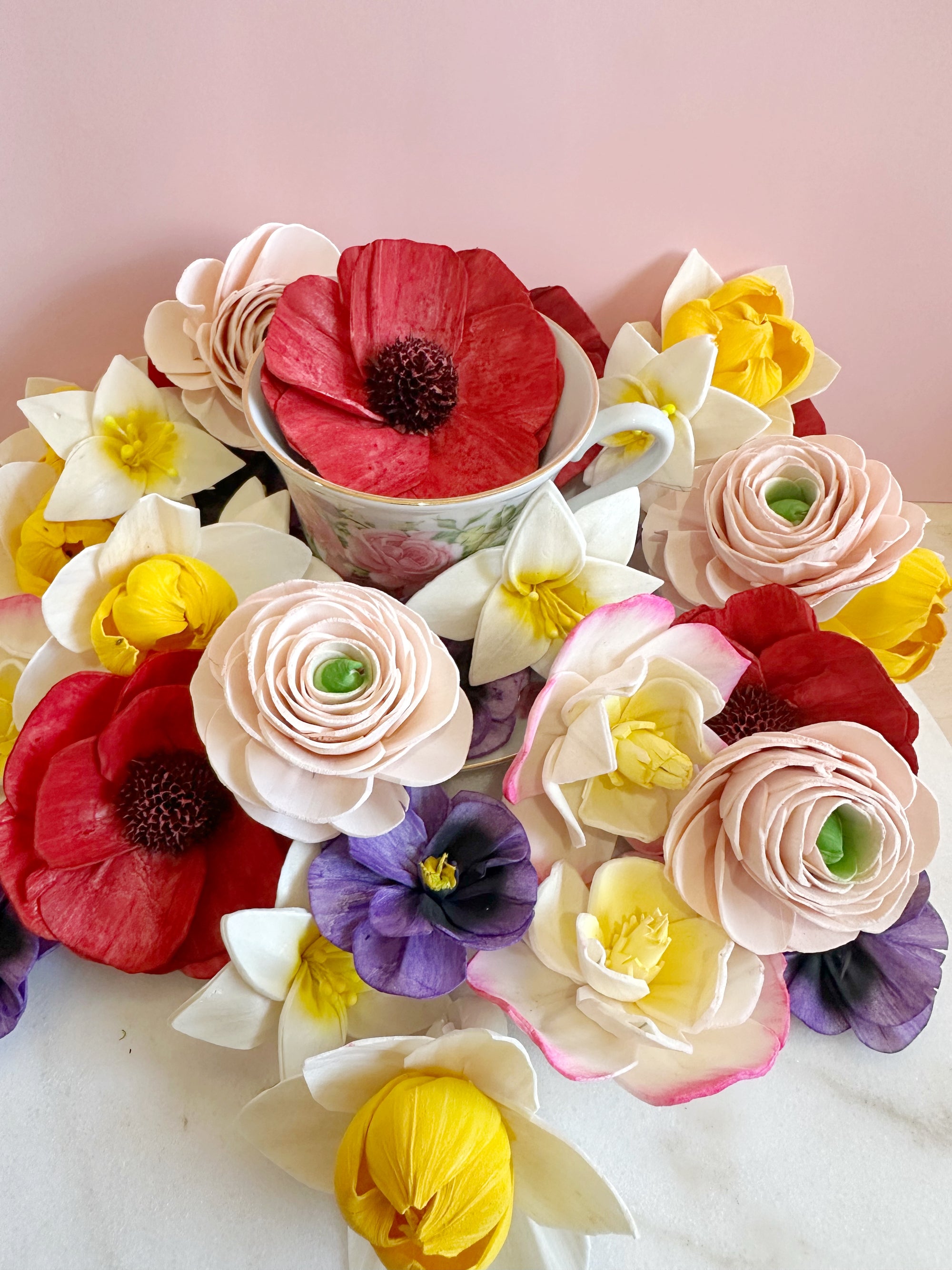 Spring Blooming- dyed sola wood flower assortment