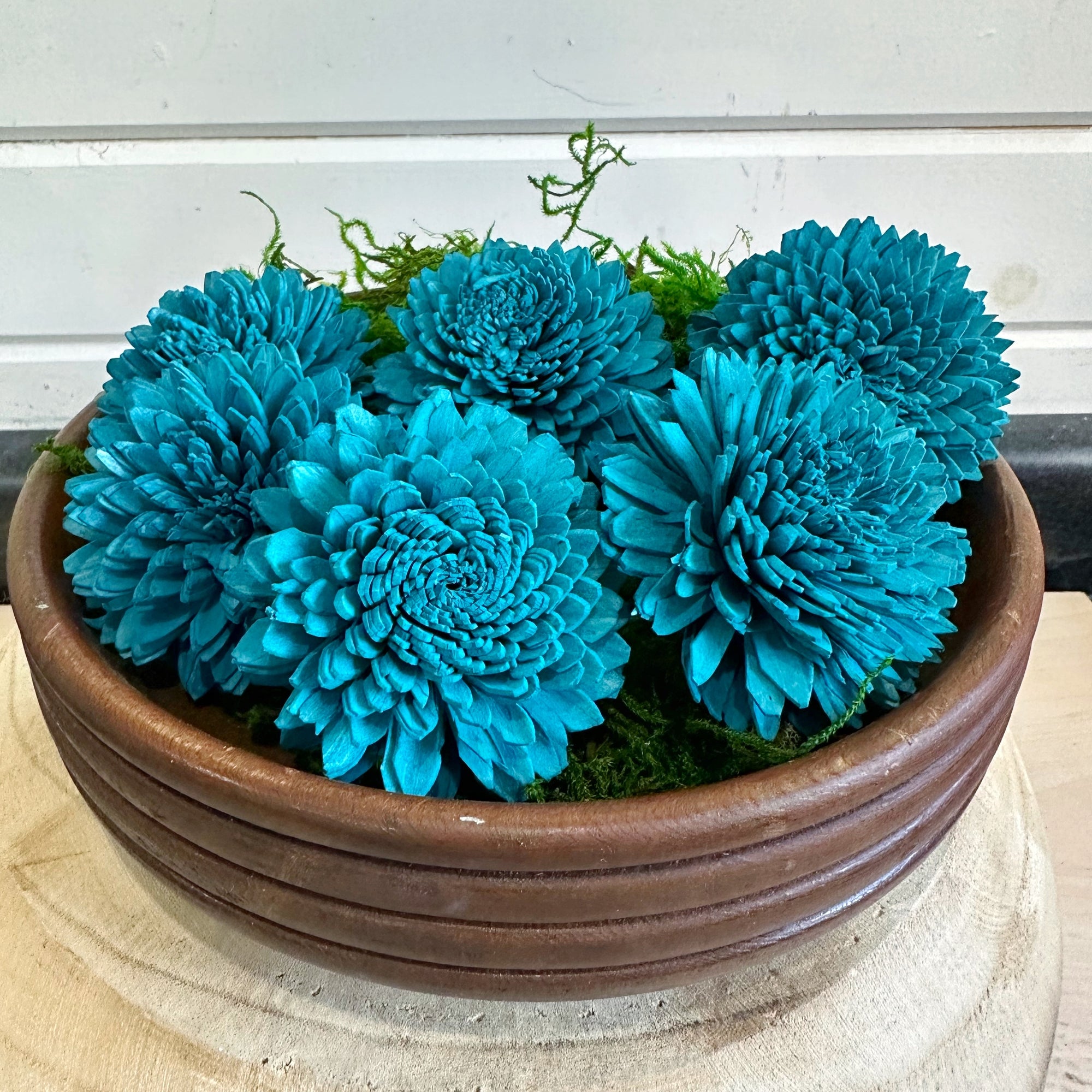 Pre-dyed Zinny Flower - set of 6 - Turquoise