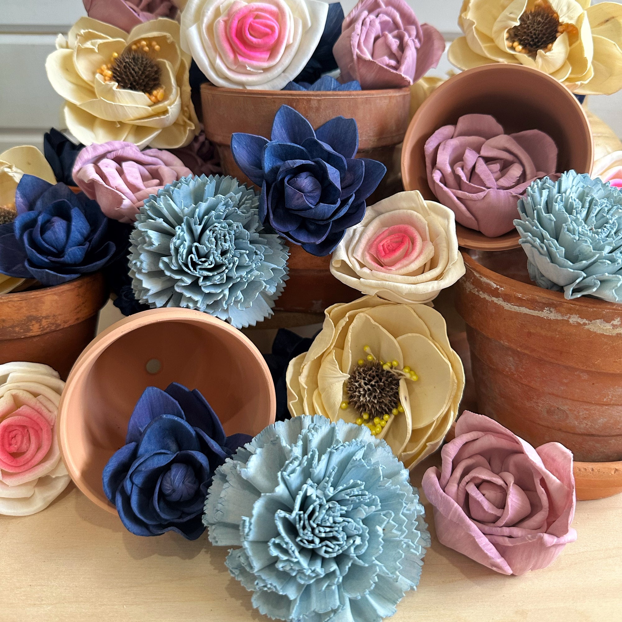 Book Nook- dyed sola wood flower assortment