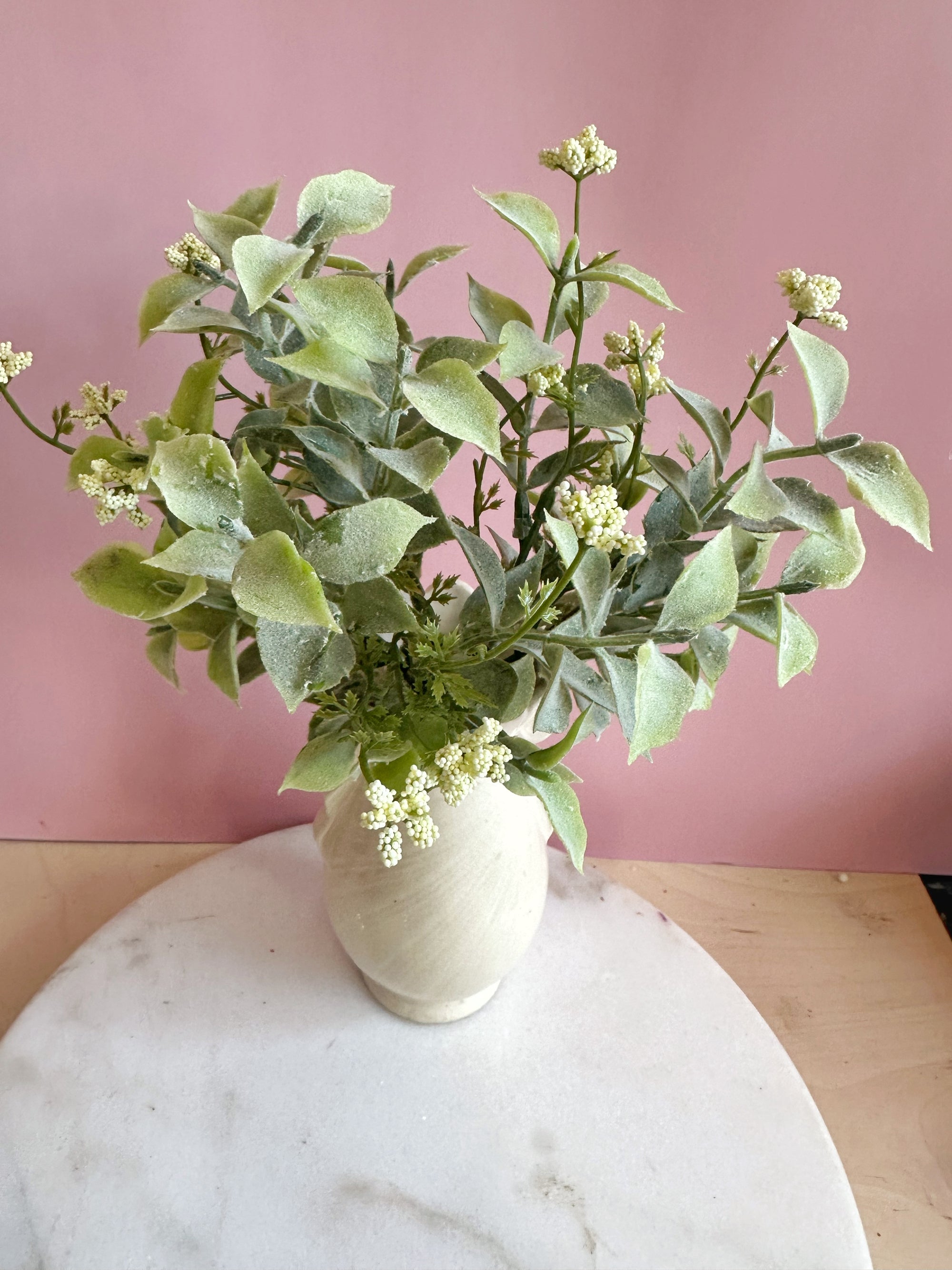 Spring Laurel with cream flowers- faux