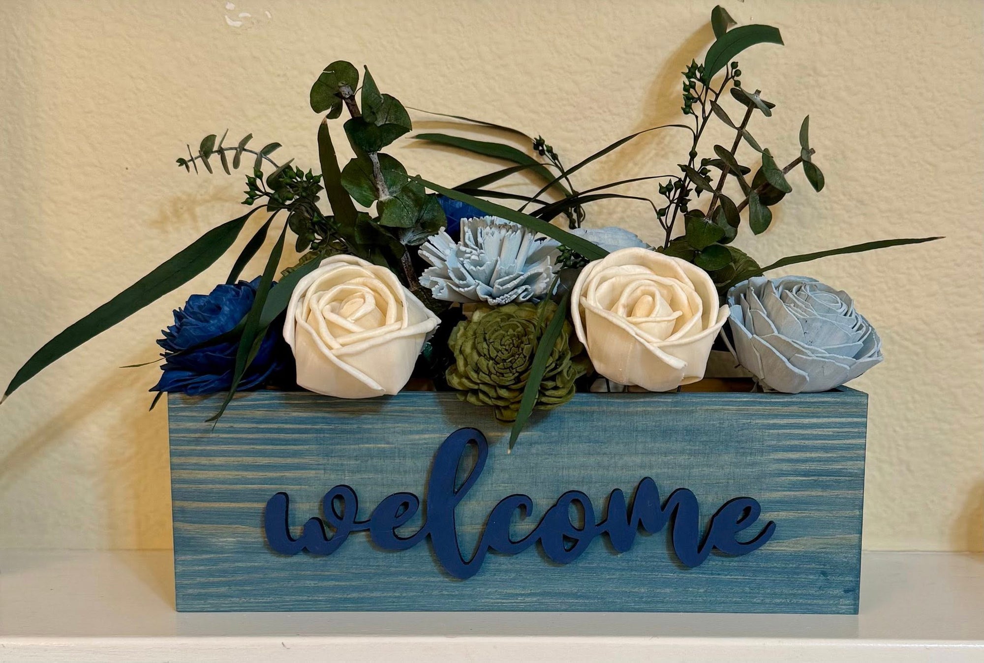8 inch Welcome Phrase Wood Cutout
