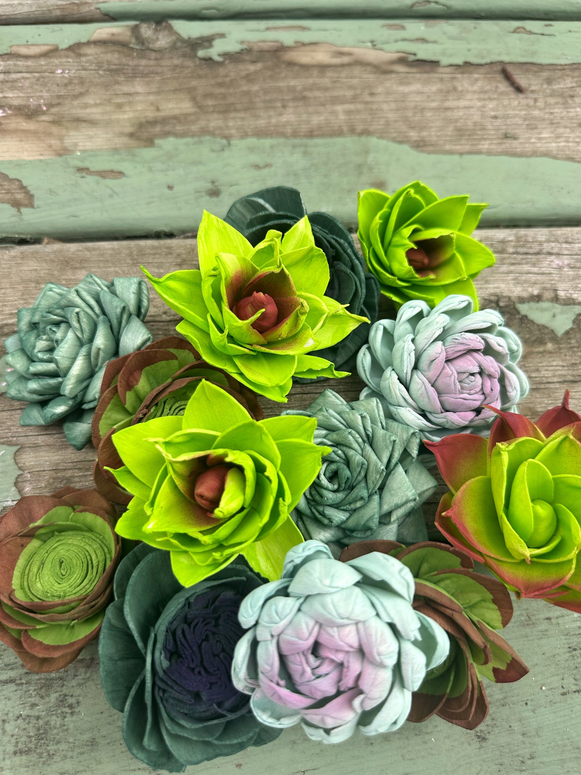 artificial succulent flowers Hand Painted Succulent Mix - Sola wood Flowers - set of 12 - Oh! You're Lovely