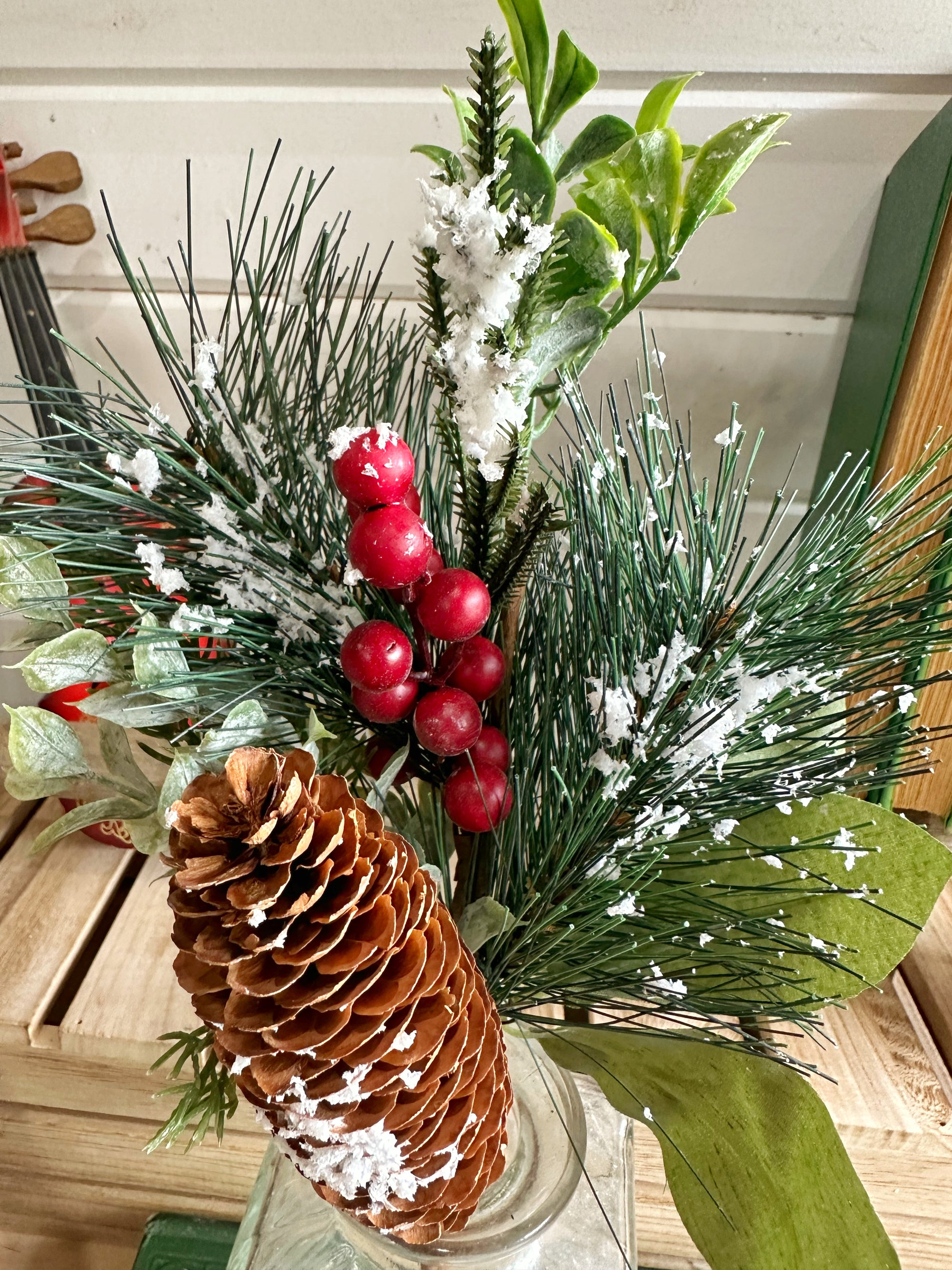 Small snowy pine mix  - faux