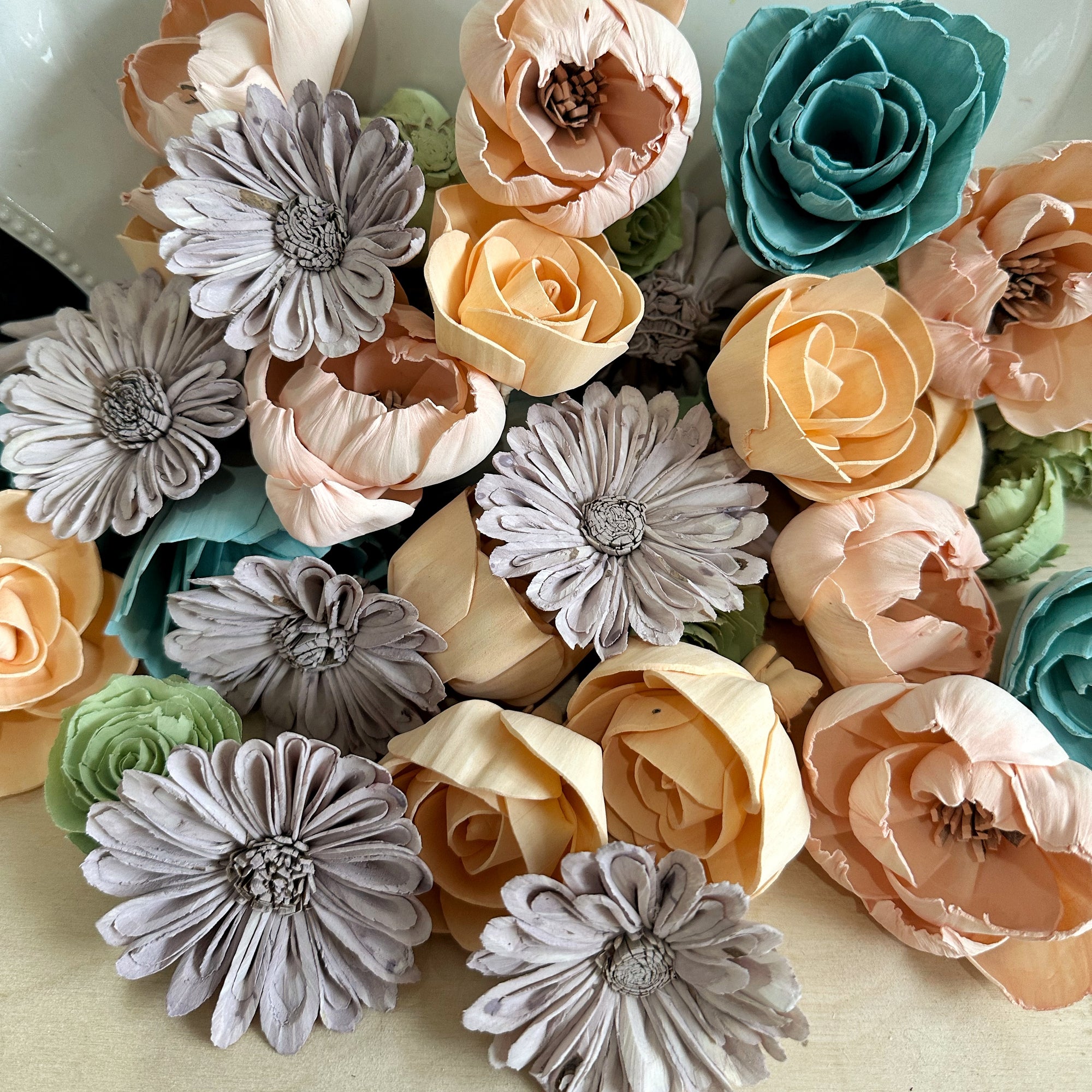 Pretty in Pastels- dyed sola wood flower assortment