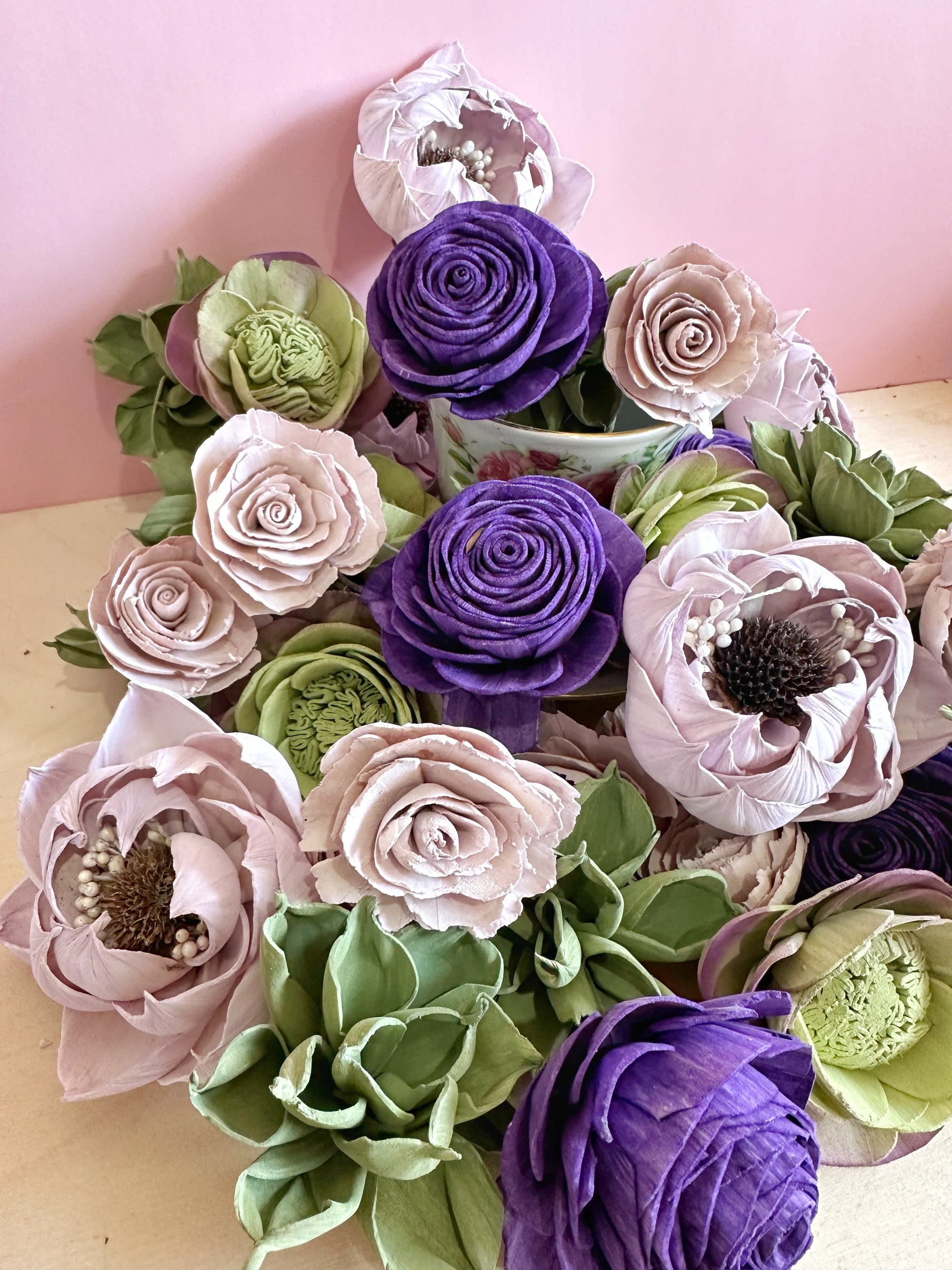 English Garden - dyed sola wood flower assortment