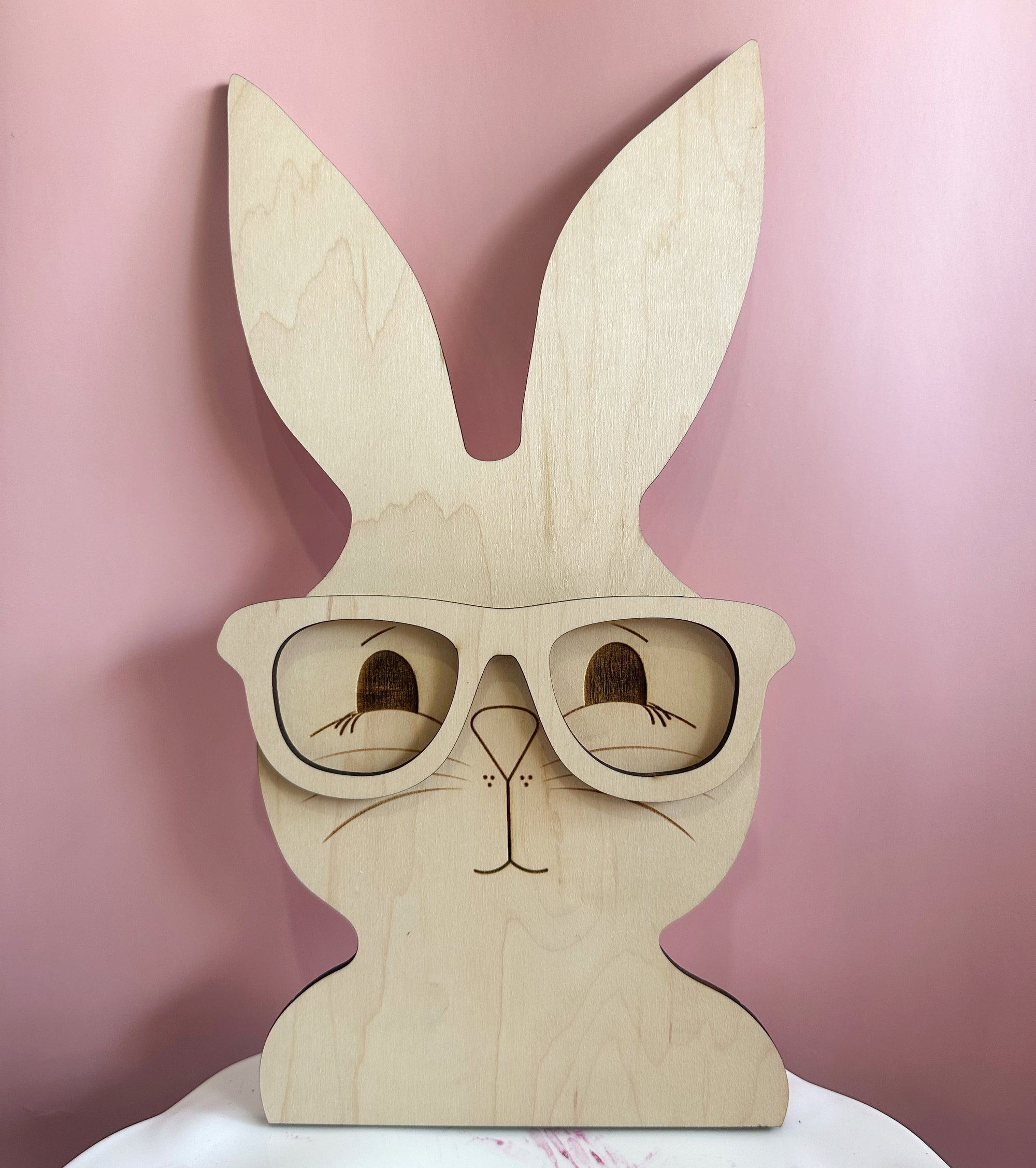 Wood Bunny with Removable Glasses