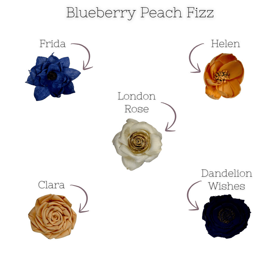 Blueberry Peach Fizz - dyed sola wood flower assortment