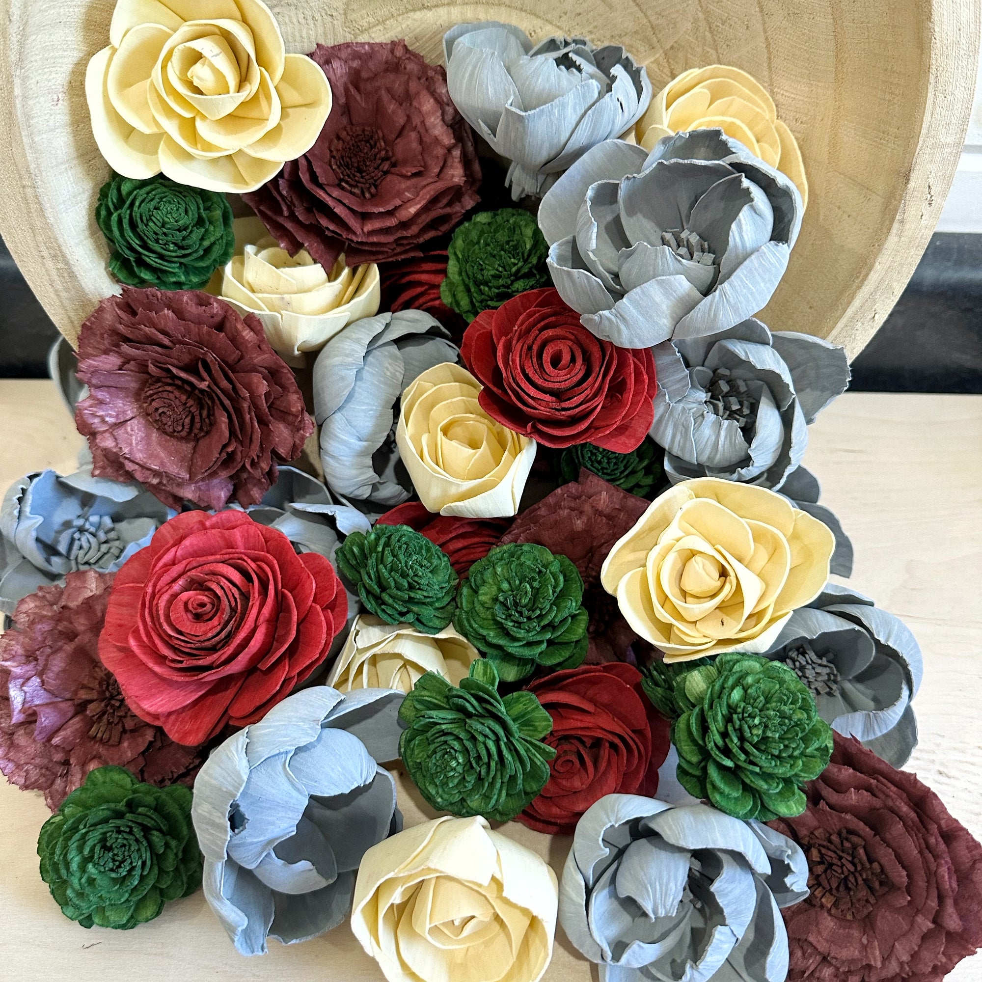 A formal affair- dyed sola wood flower assortment
