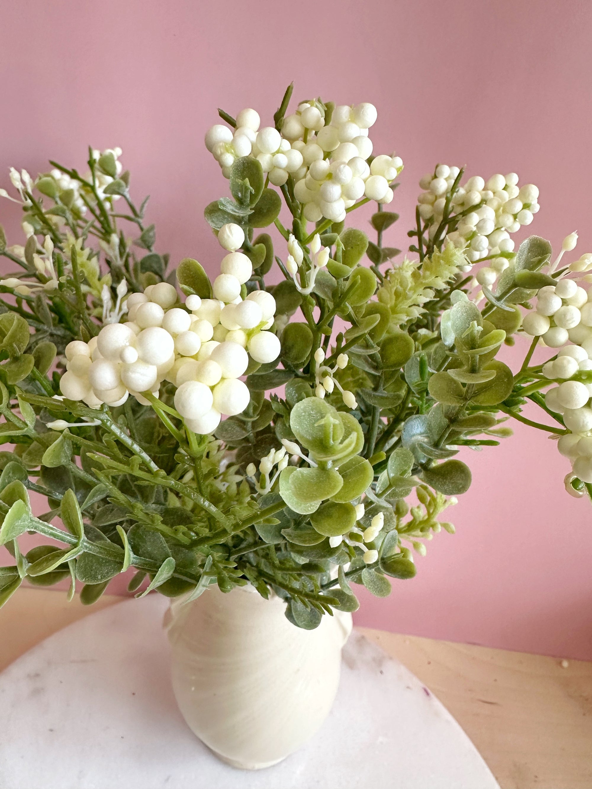 Mini Eucalyptus Mix with Cream Berries  | Faux Greenery