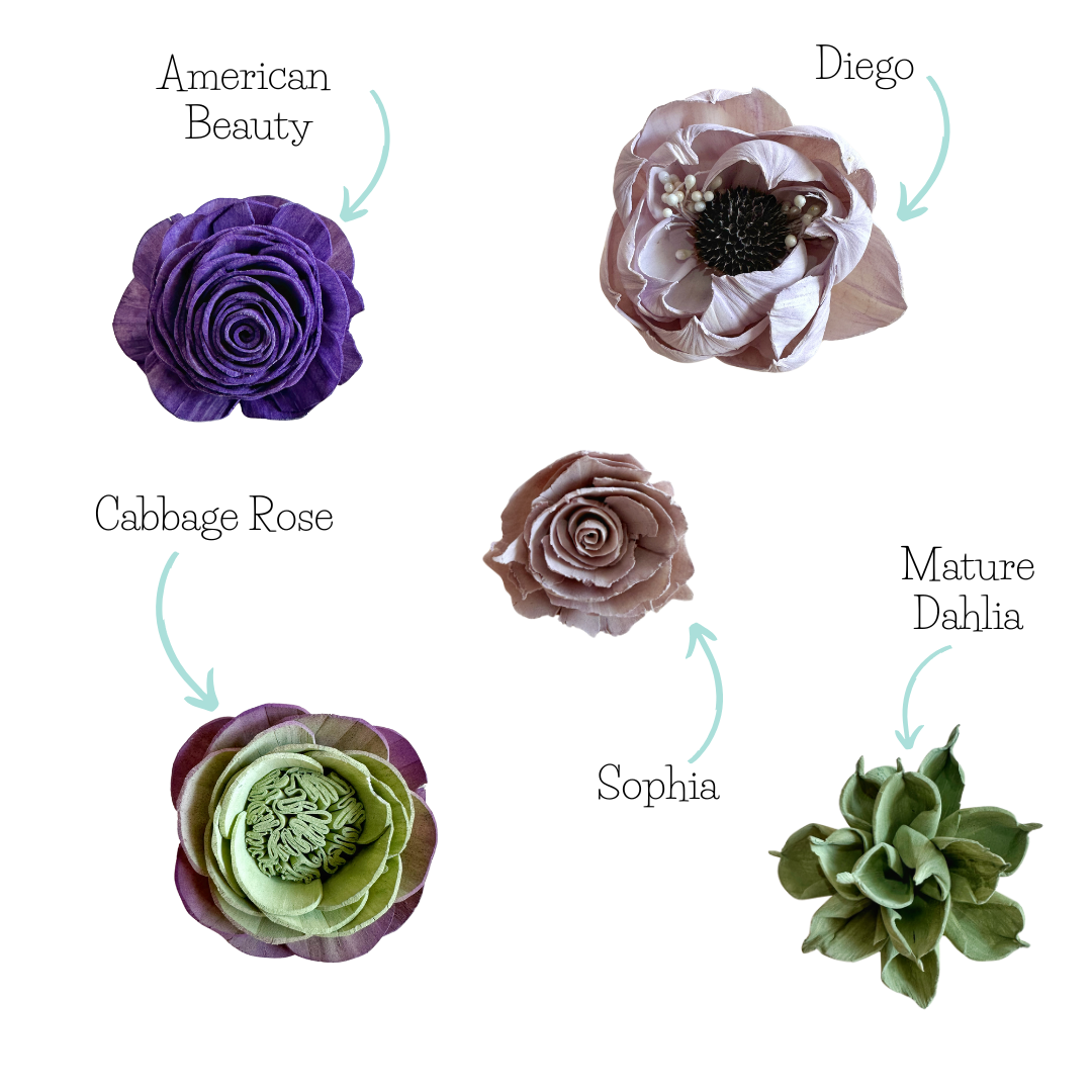 English Garden - dyed sola wood flower assortment