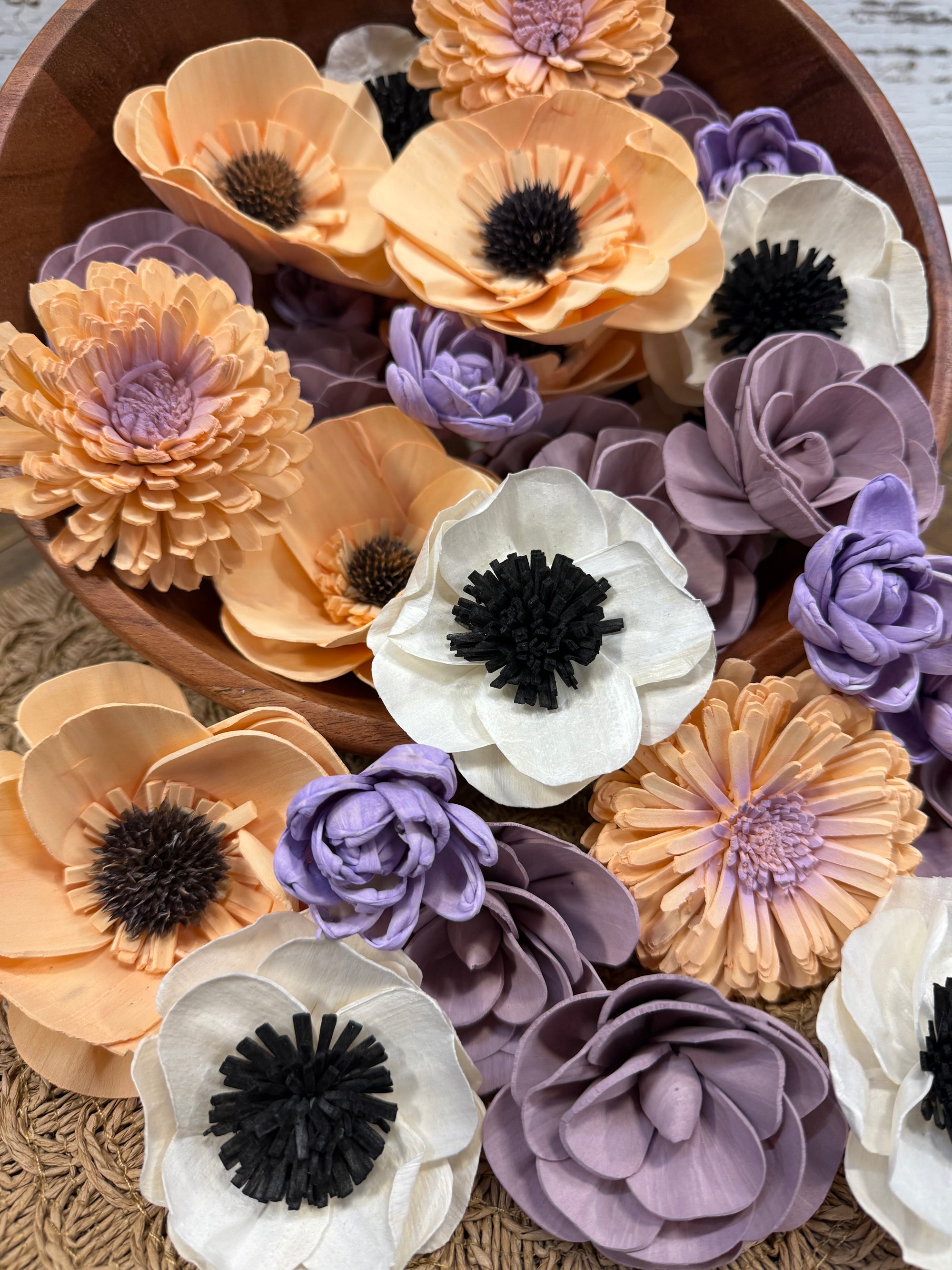 Peach Tea - dyed sola wood flower assortment