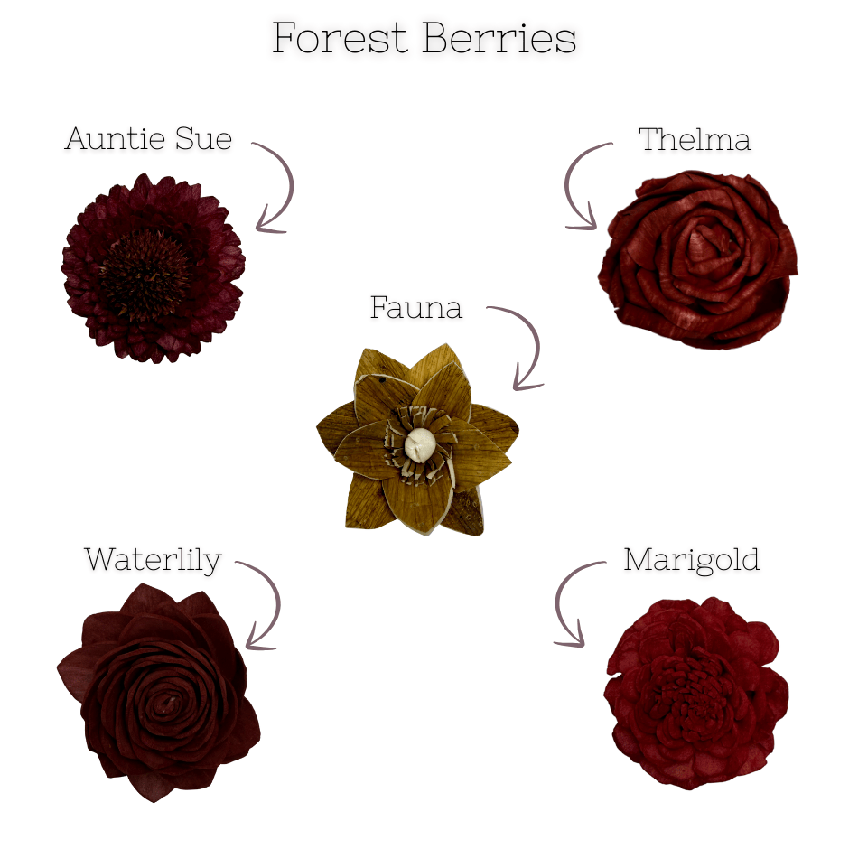 Forest Berries - dyed sola wood flower assortment