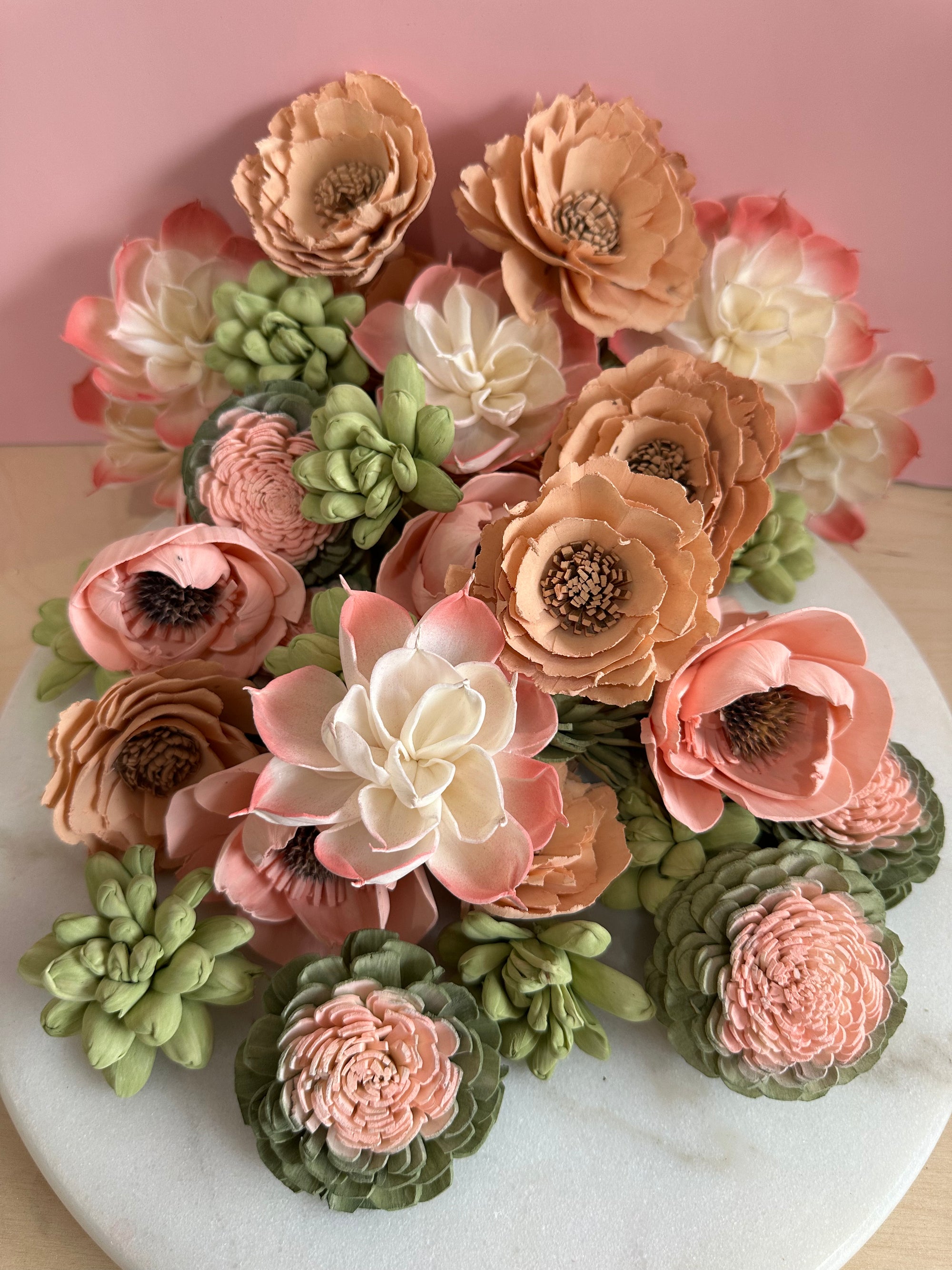 Blooming Succulents- dyed sola wood flower assortment