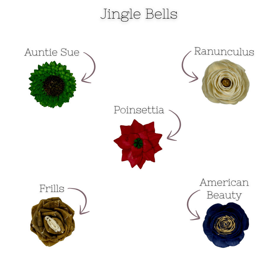 Jingle Bells - Dyed Sola Wood Flower Assortment