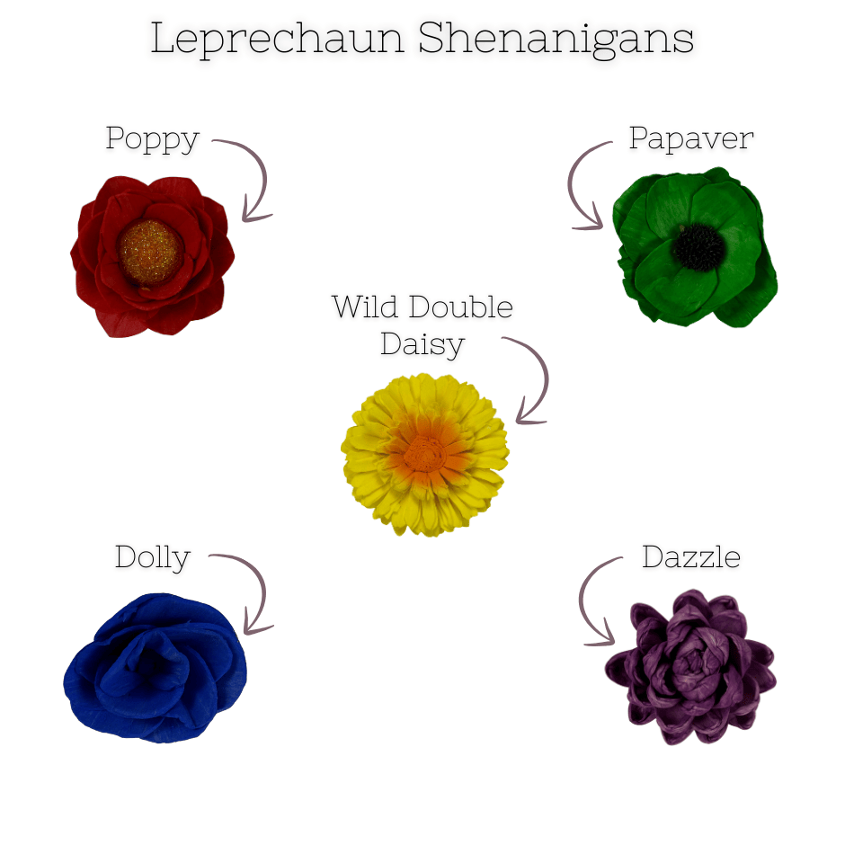 Leprechaun Shenanigans - dyed sola wood flower assortment