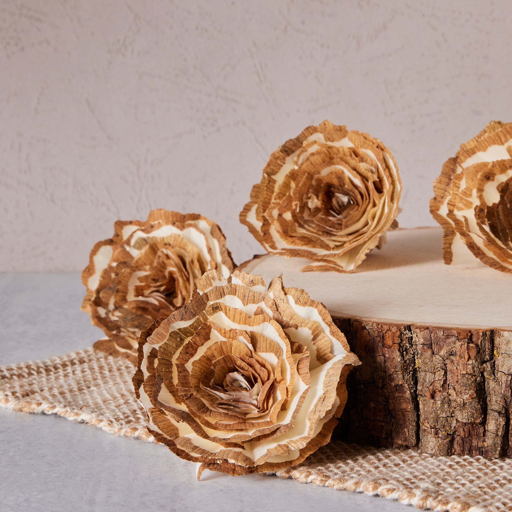Lincoln Rose™ Wood Flower | set of 6 | 3 inches
