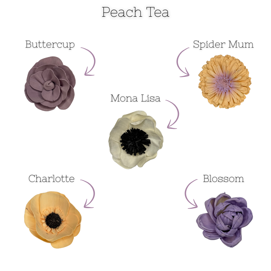Peach Tea - dyed sola wood flower assortment