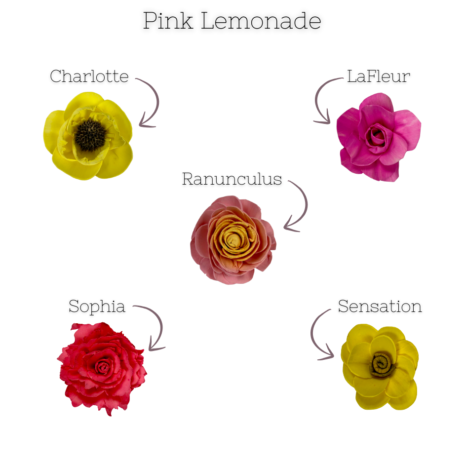 Pink Lemonade - dyed sola wood flower assortment