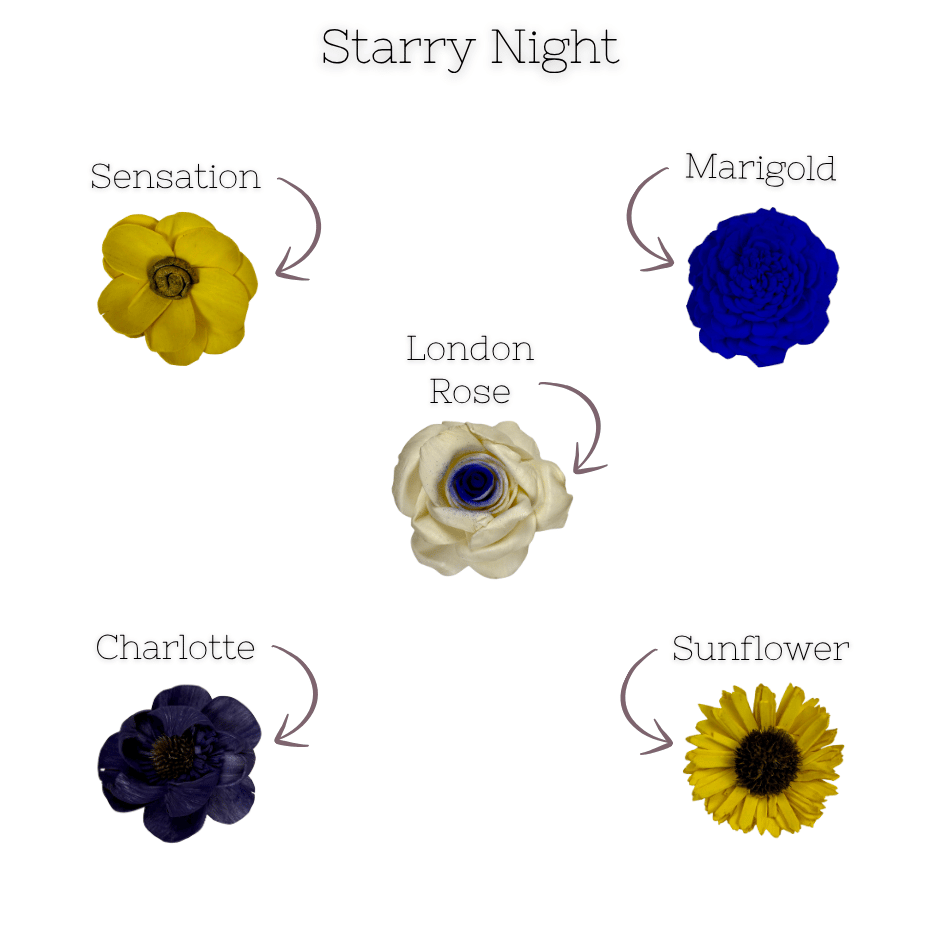 Starry Night - dyed sola wood flower assortment