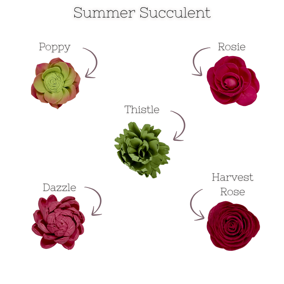 Summer Succulents - dyed sola wood flower assortment