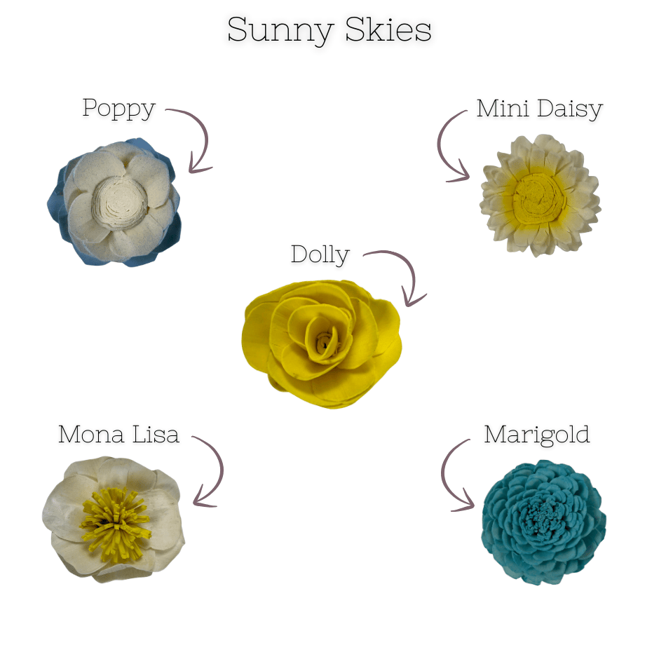Sunny Skies - dyed sola wood flower assortment