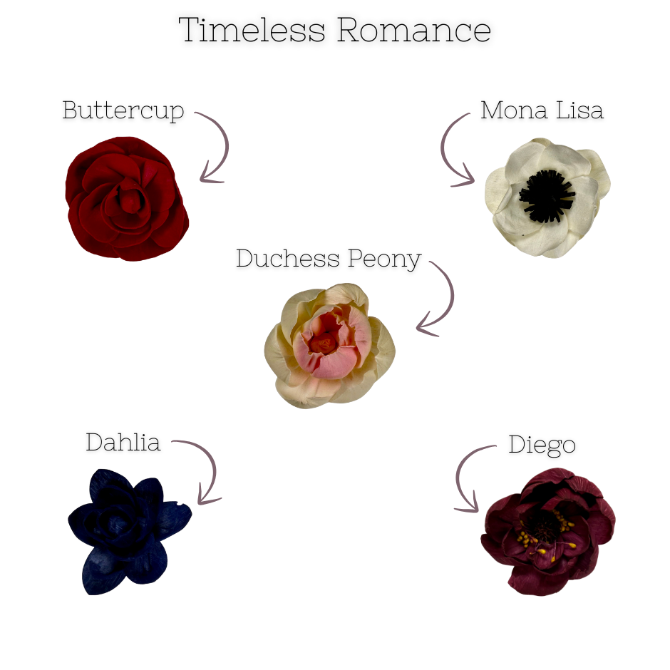 Timeless Romance - dyed sola wood flower assortment