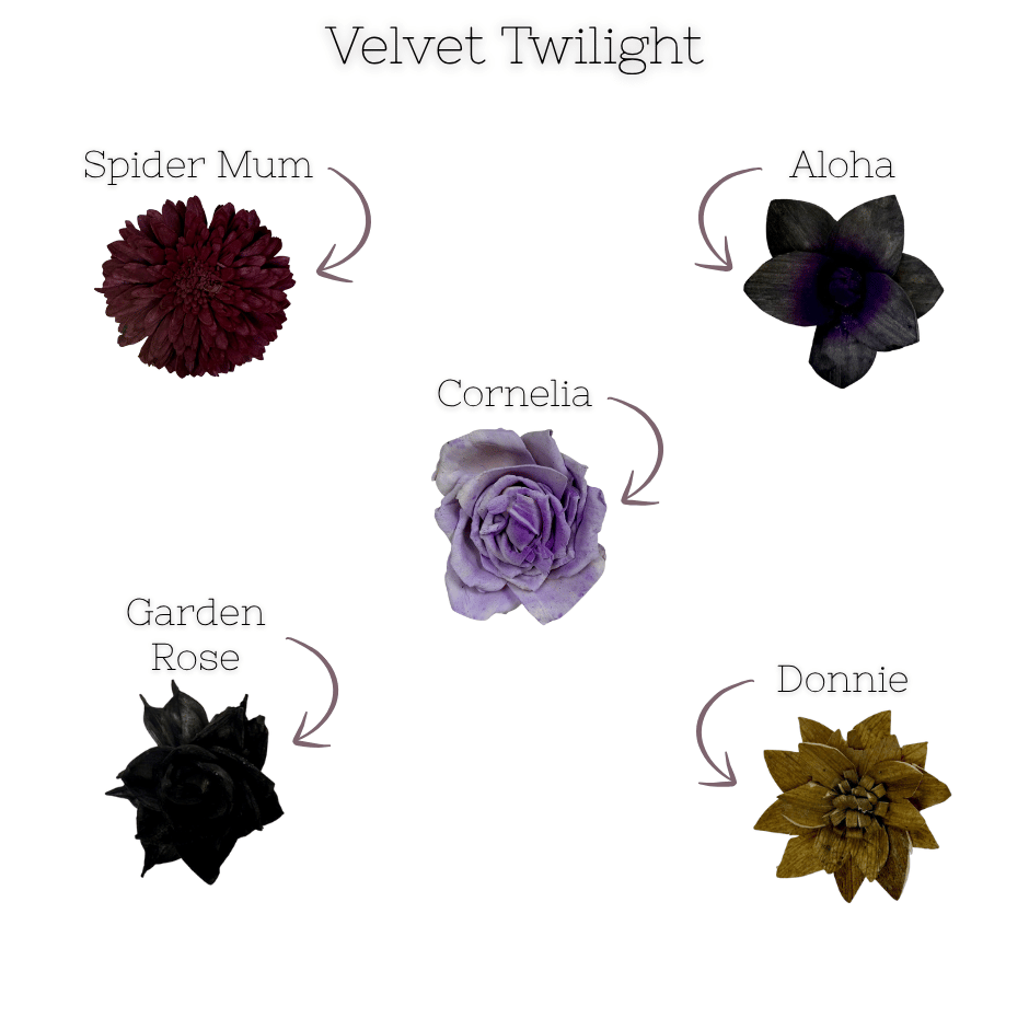 Velvet Twilight - dyed sola wood flower assortment