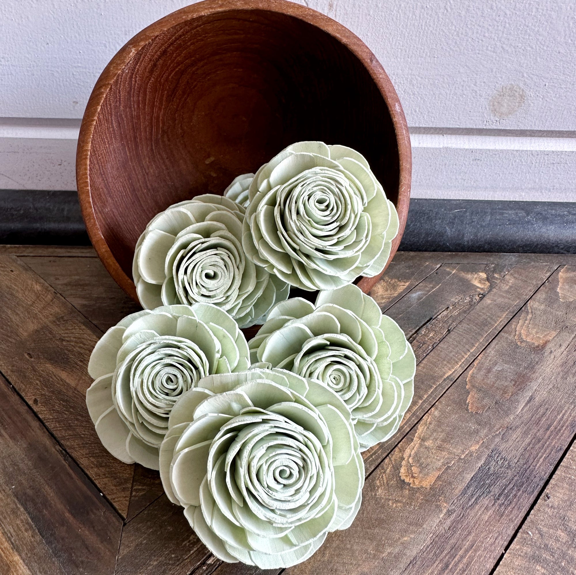 Pre-dyed American Beauty Flower - set of 6 - Light Sage