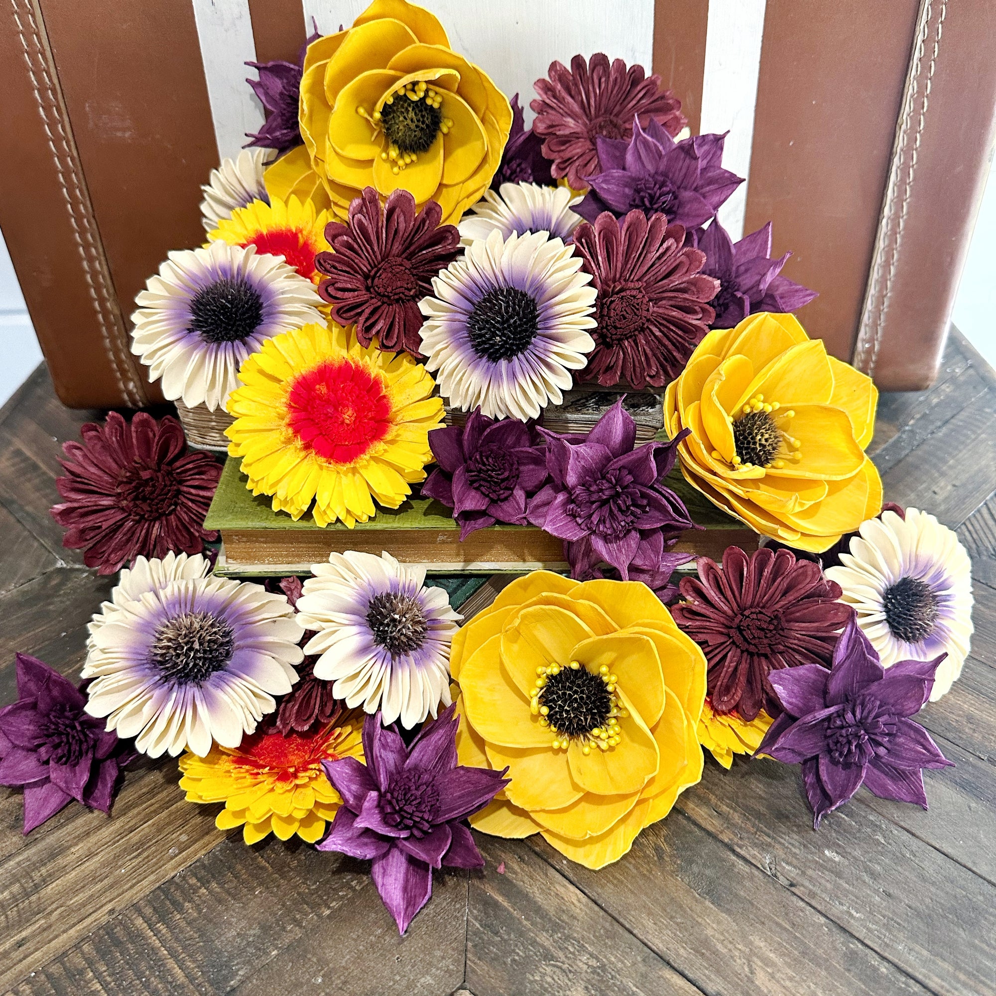Sunflower Field- dyed sola wood flower assortment