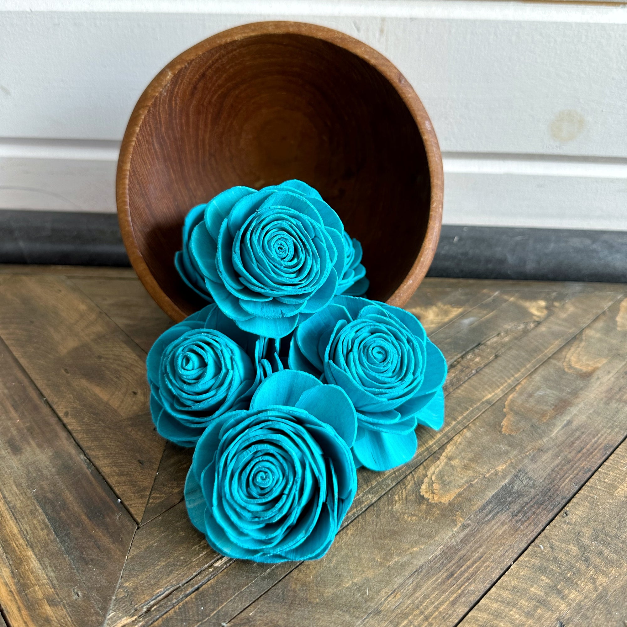 Pre-dyed American Beauty Flower - set of 6 - Turquoise
