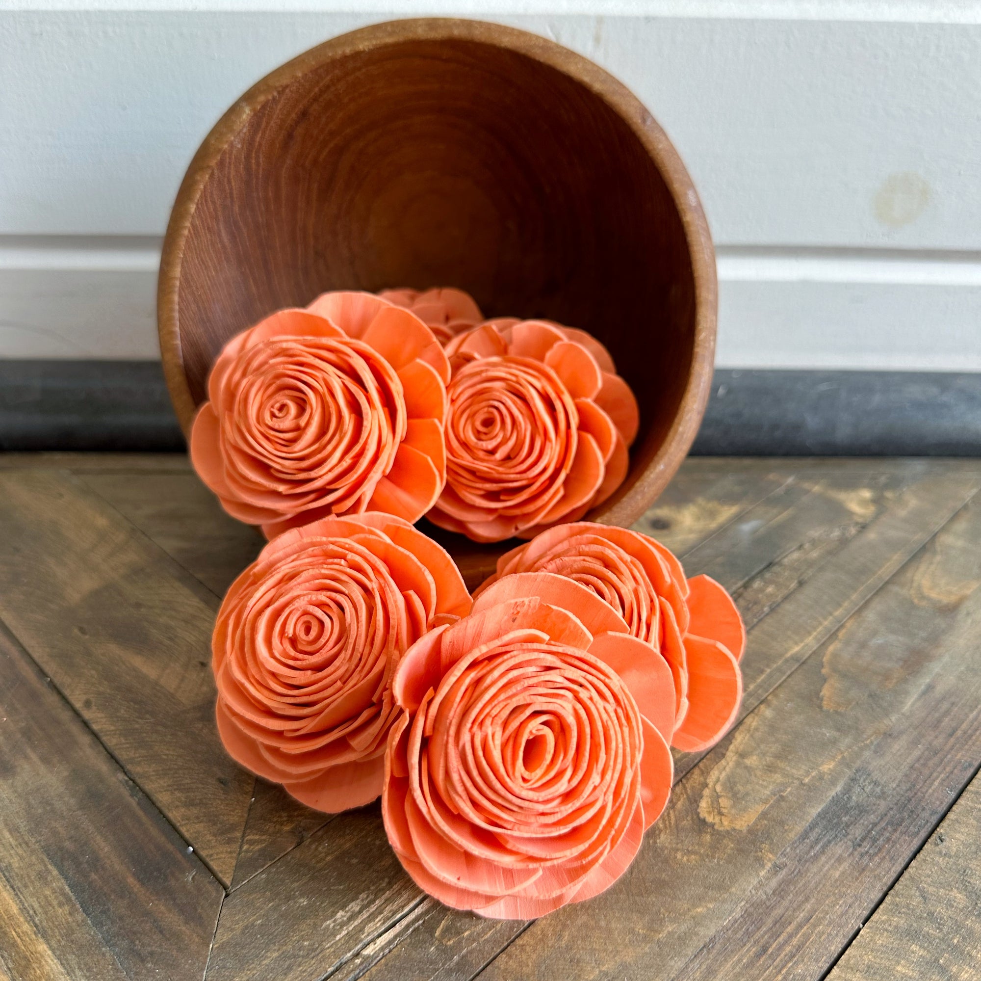 Pre-dyed American Beauty Flower - set of 6 - Coral