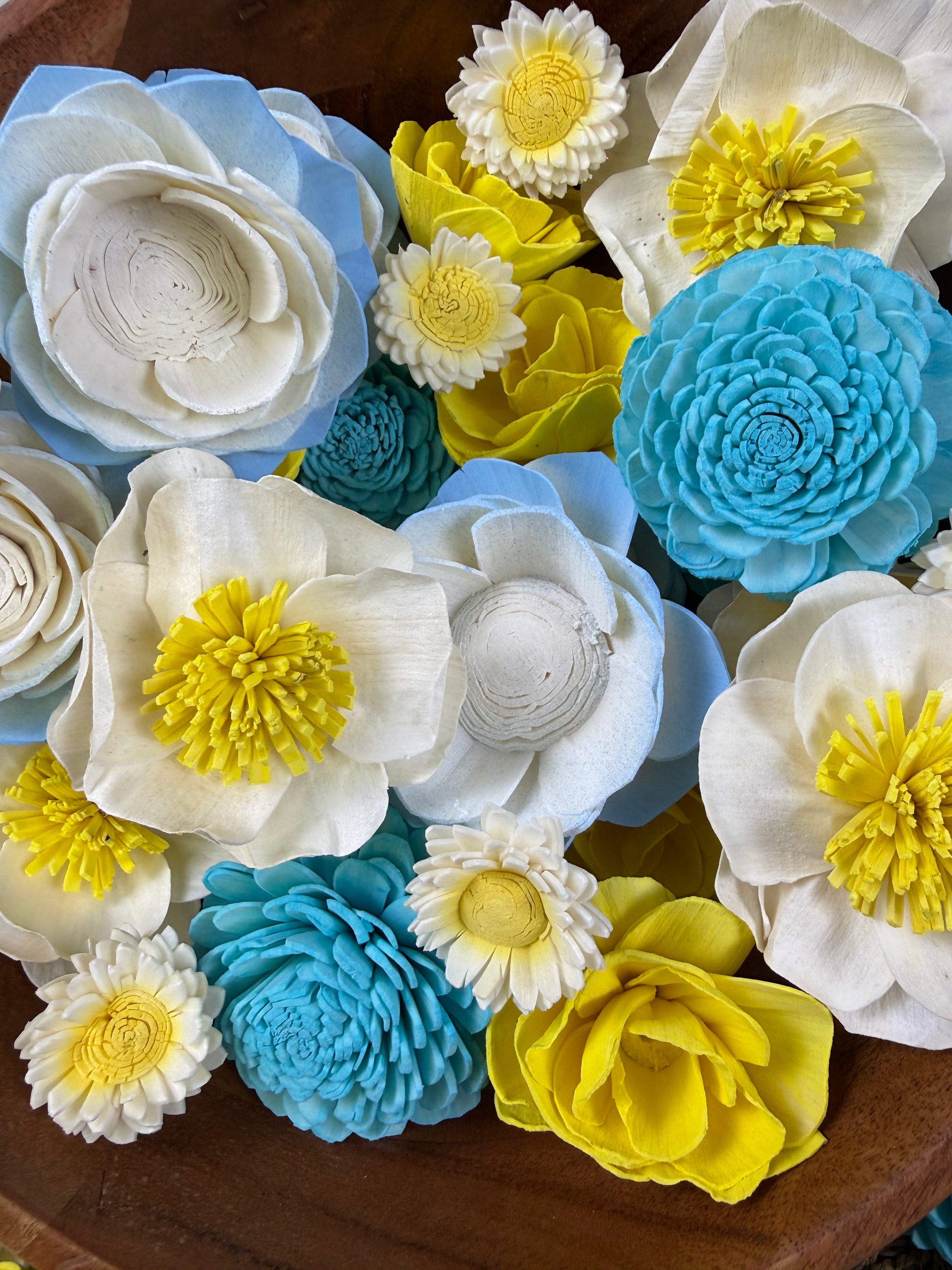 Sunny Skies - dyed sola wood flower assortment