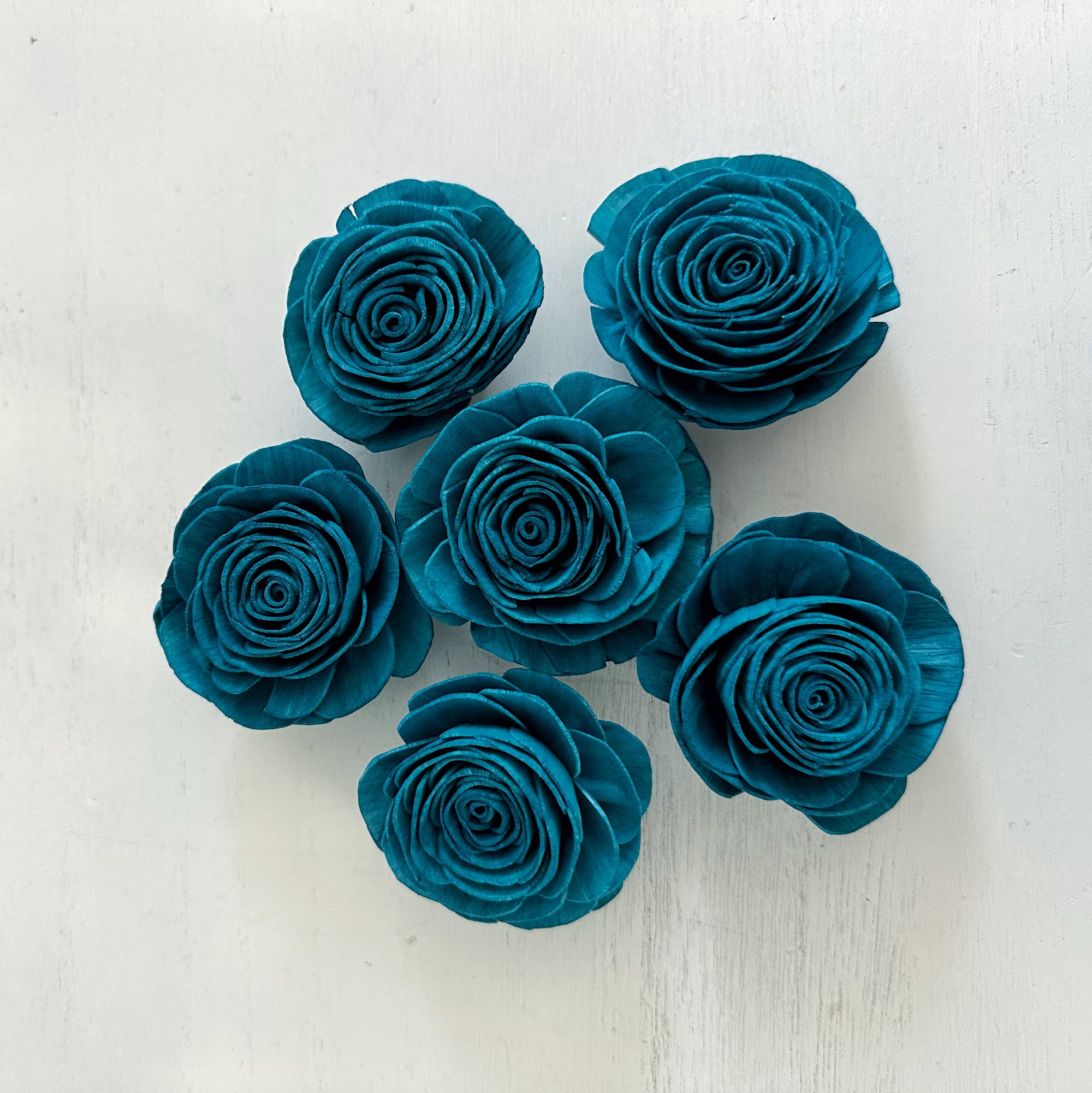 Pre-dyed American Beauty Flower - set of 6 - Teal