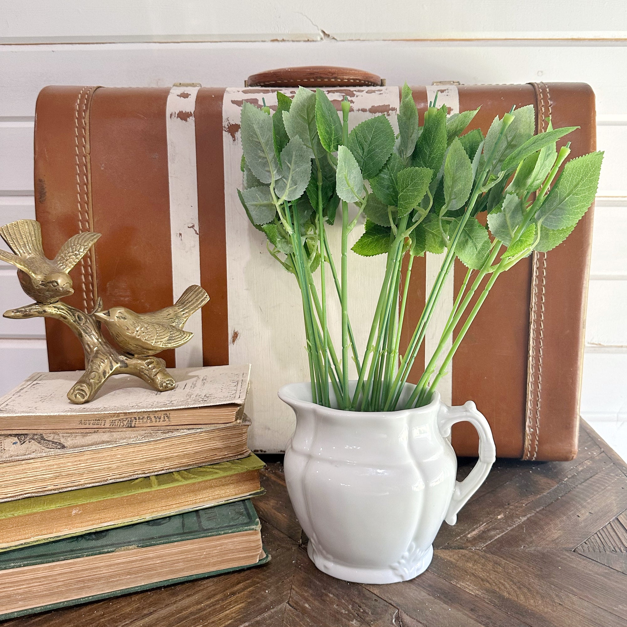 Artificial Rose Leaves with Stems - Set of 20