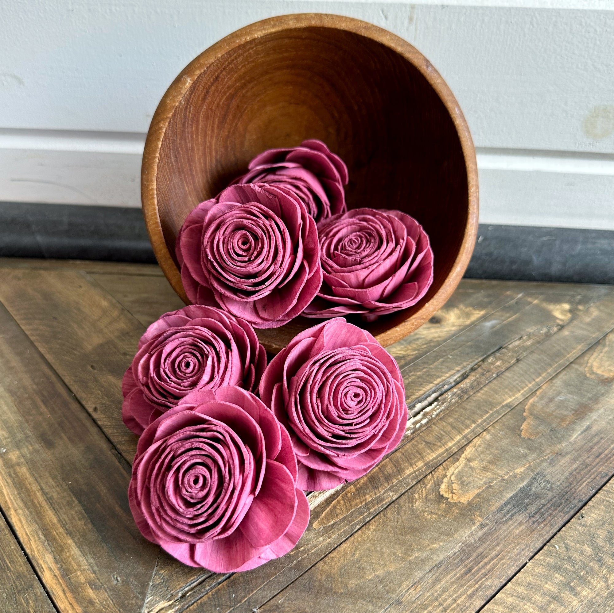 Pre-dyed American Beauty Flower - set of 6 - Merlot
