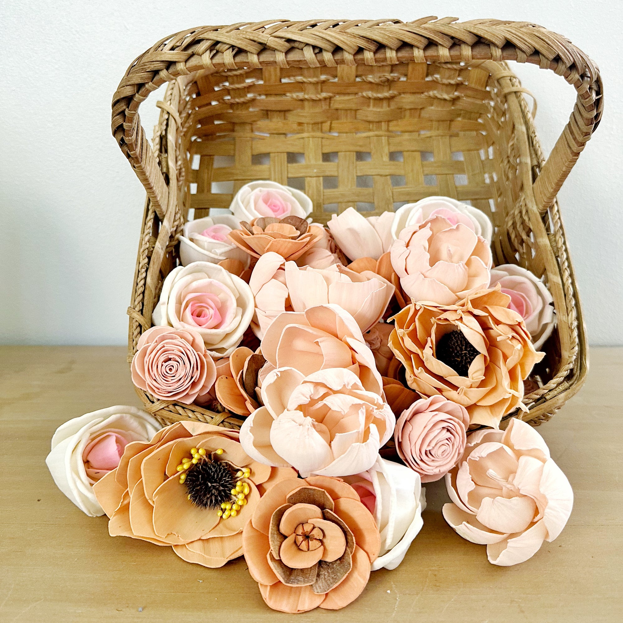 Blushing Peach- dyed sola wood flower assortment