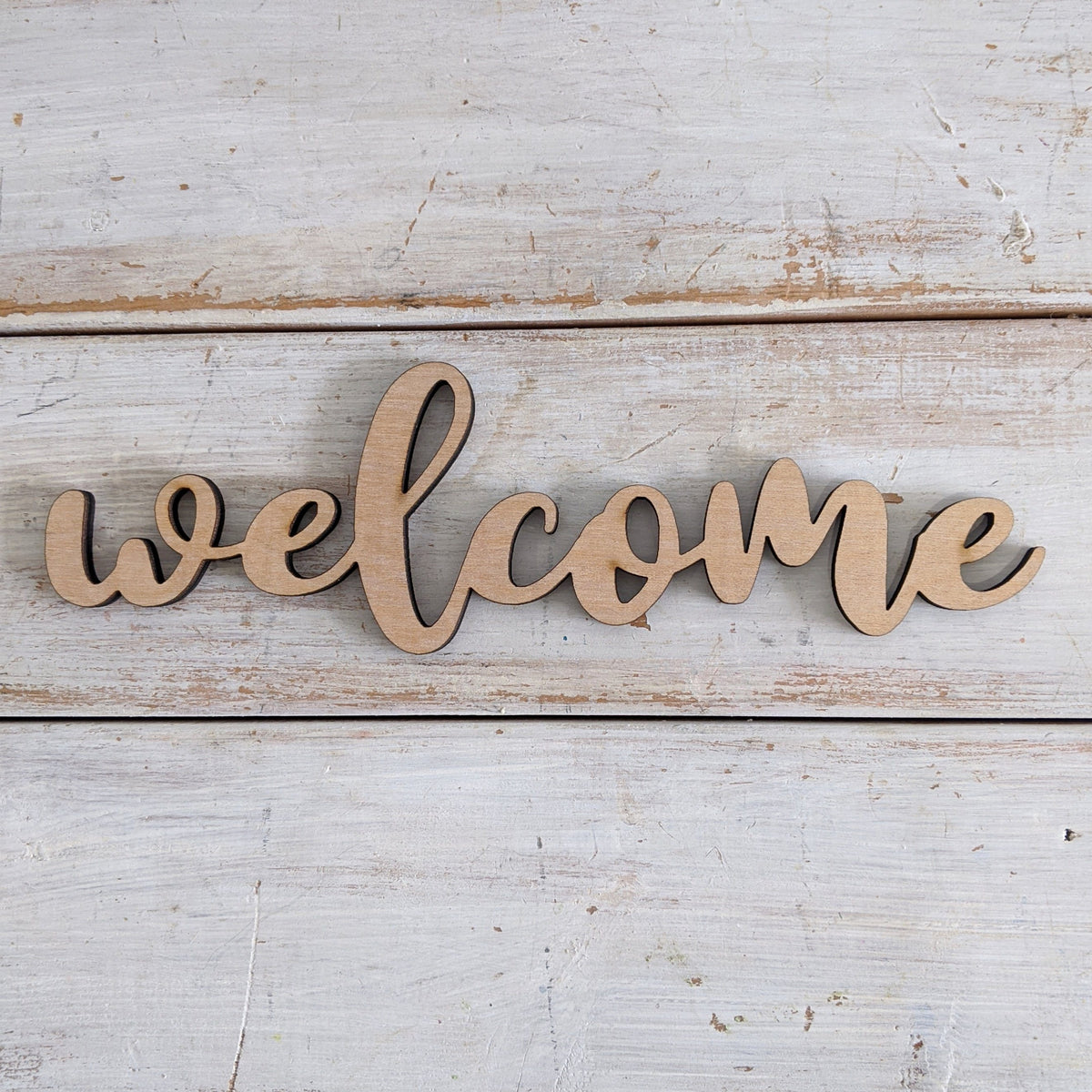 8 inch Welcome Phrase Wood Cutout _sola_wood_flowers